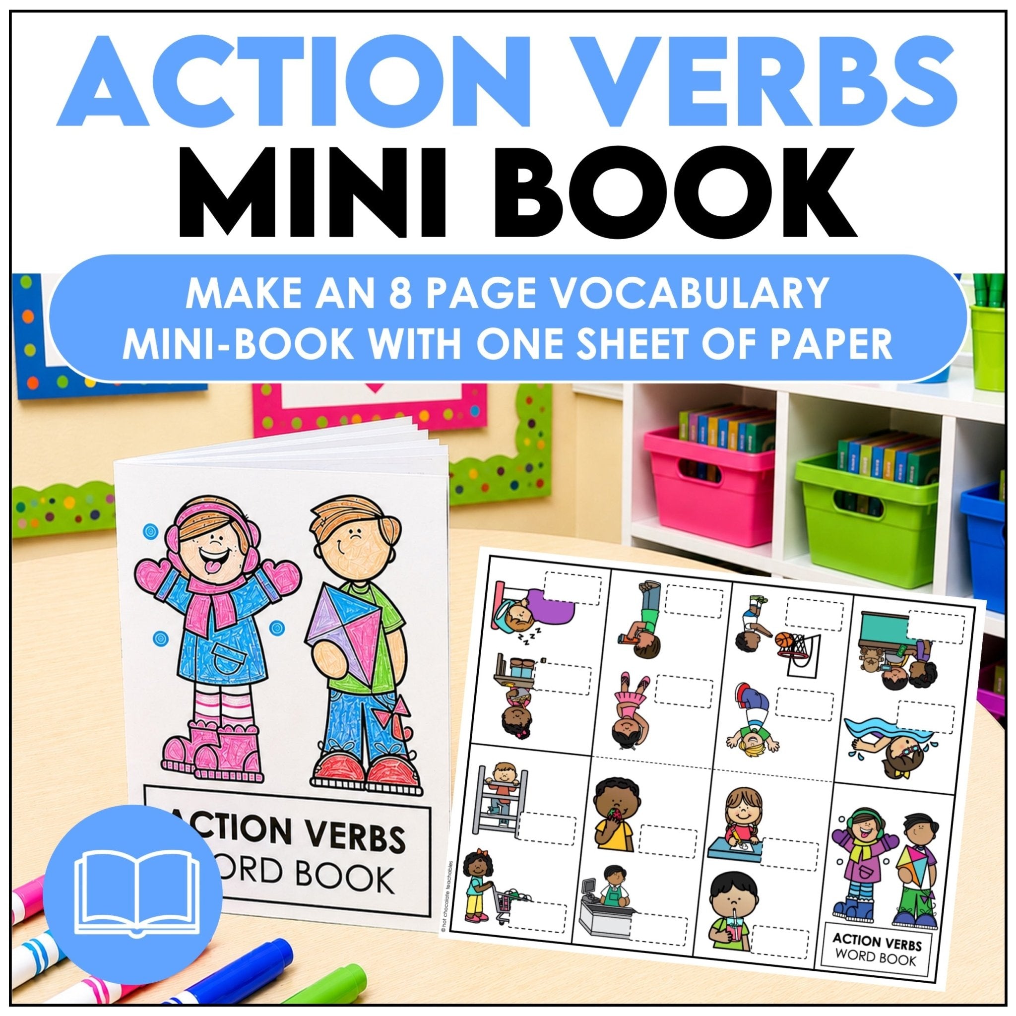 Action Verbs Mini Word Book ESL Picture Dictionary Activity