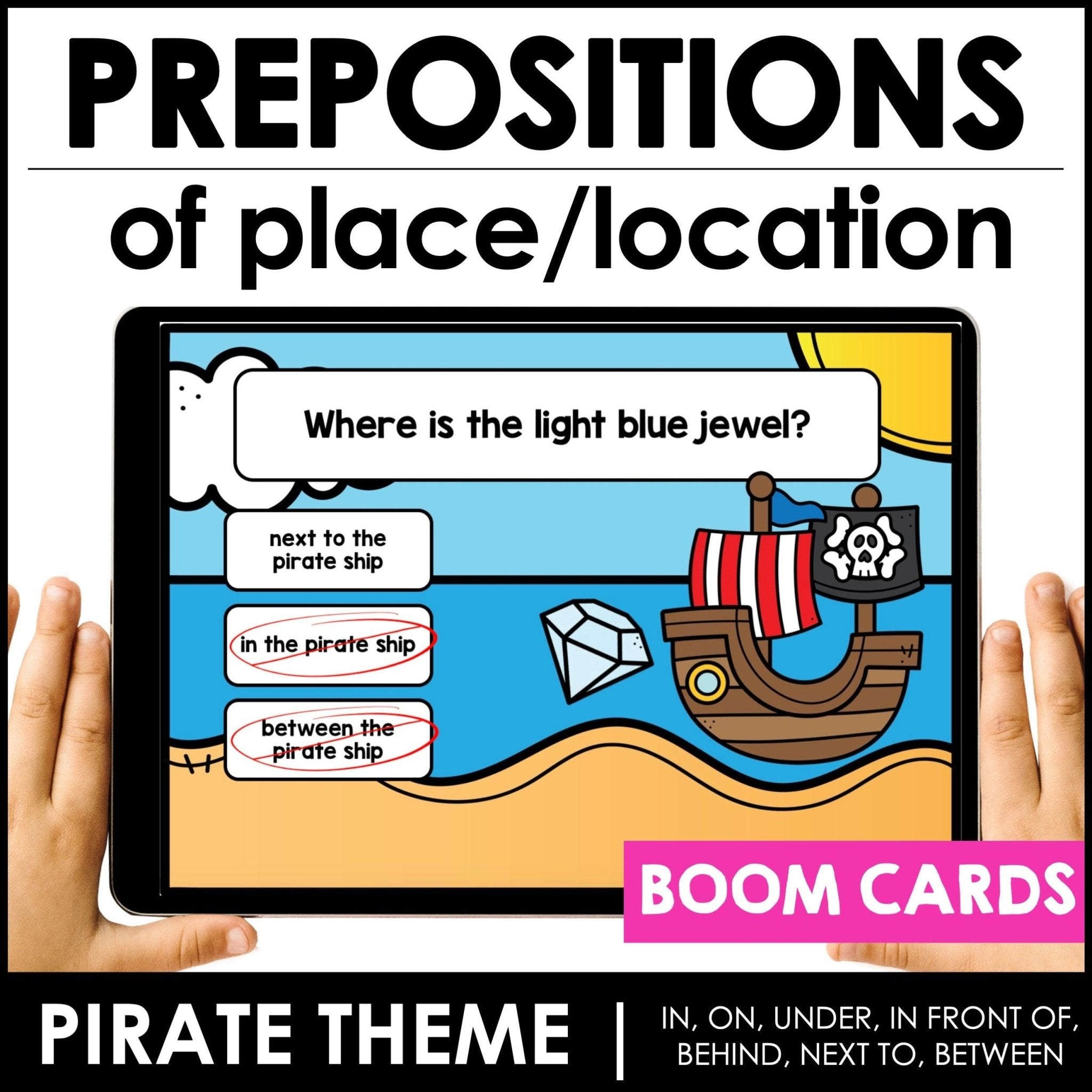 Pirate Prepositions of Place Boom Cards Digital Task Cards