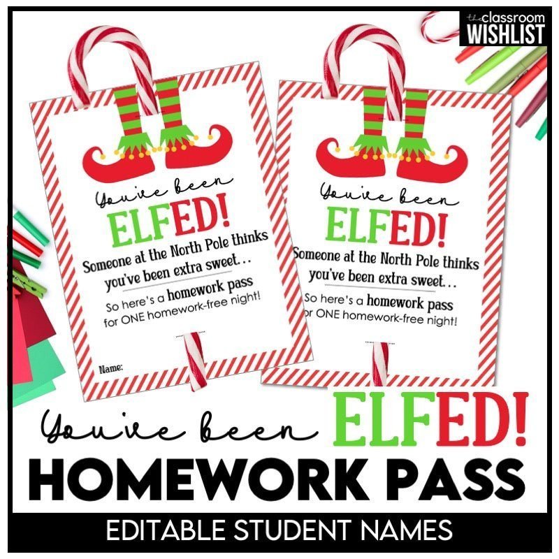 DIY Easy Student Gifts: Printable Candy Cane Homework Passes - Hot Chocolate Teachables