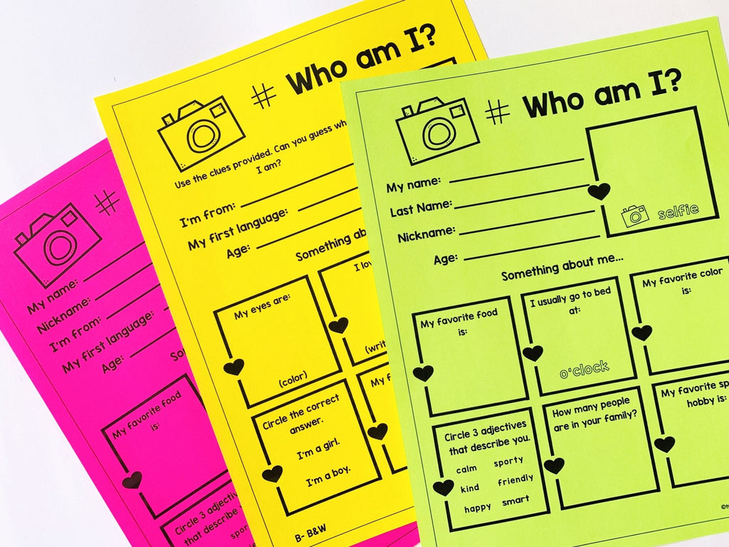 Help Your Students Introduce Themselves : Who am I? - Student Profiles