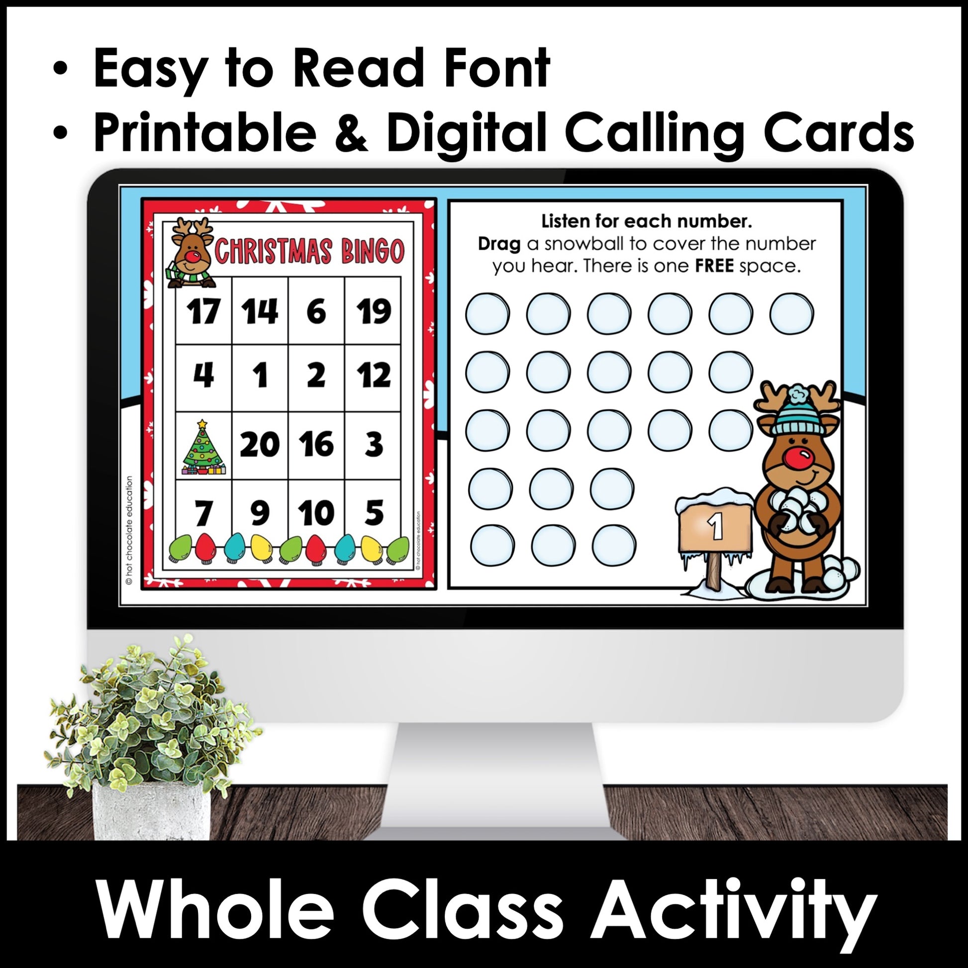 Christmas Number Recognition from 1-20 Bingo Game | Digital Google Slides™ - Hot Chocolate Teachables