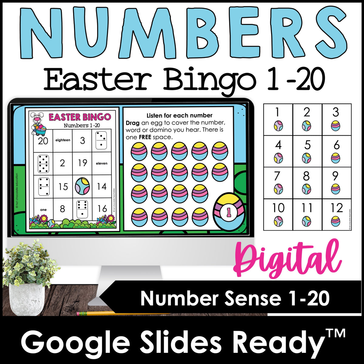 Easter Number Bingo 1–20 – Digital Google Slides™ Game