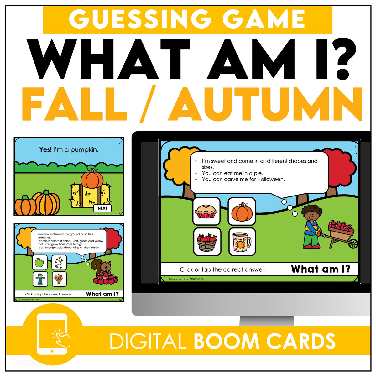 Autumn / Fall : What am I? ESL Vocabulary Guessing Game BOOM CARDS