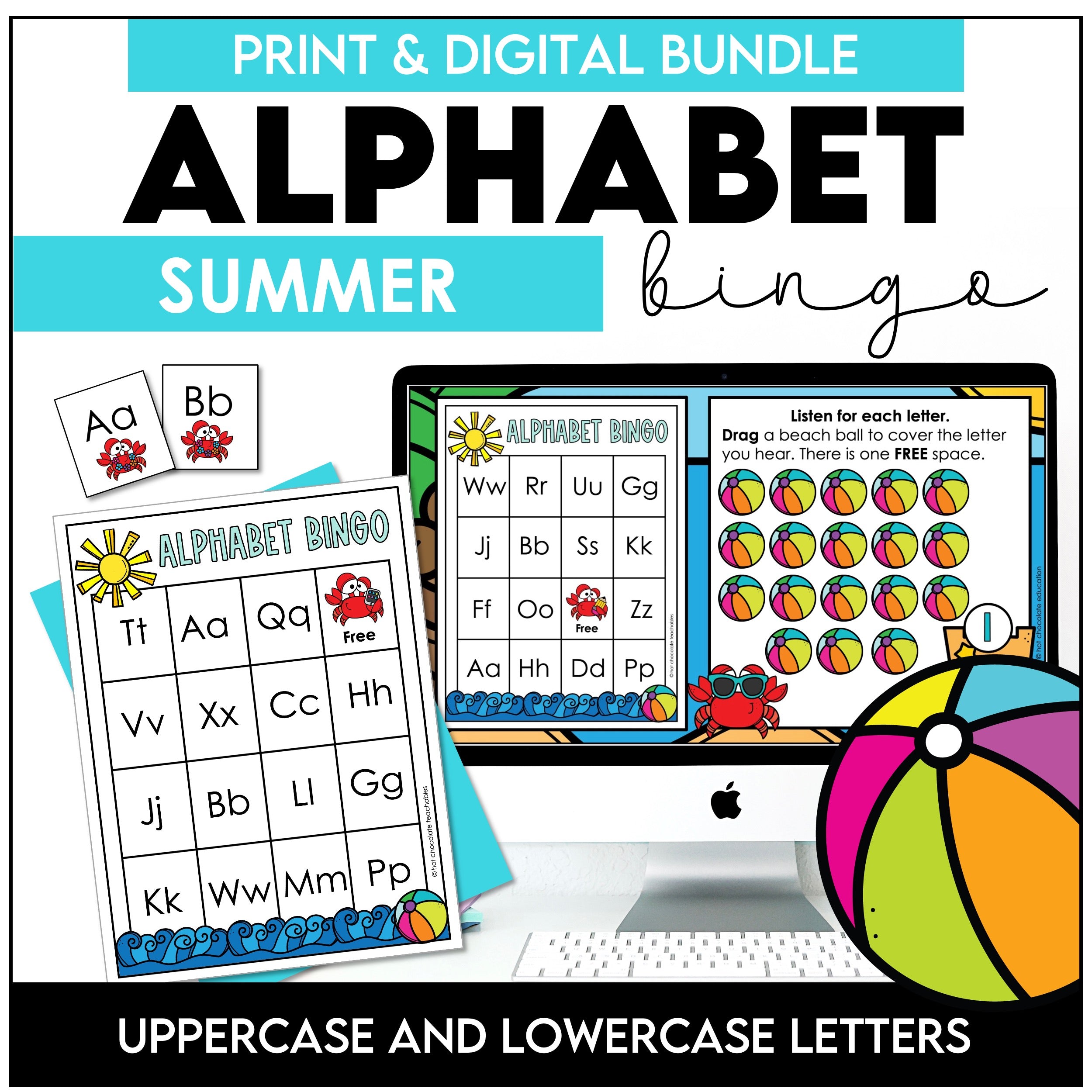 Alphabet Bingo Bundle : Summer Theme Game Board Pack