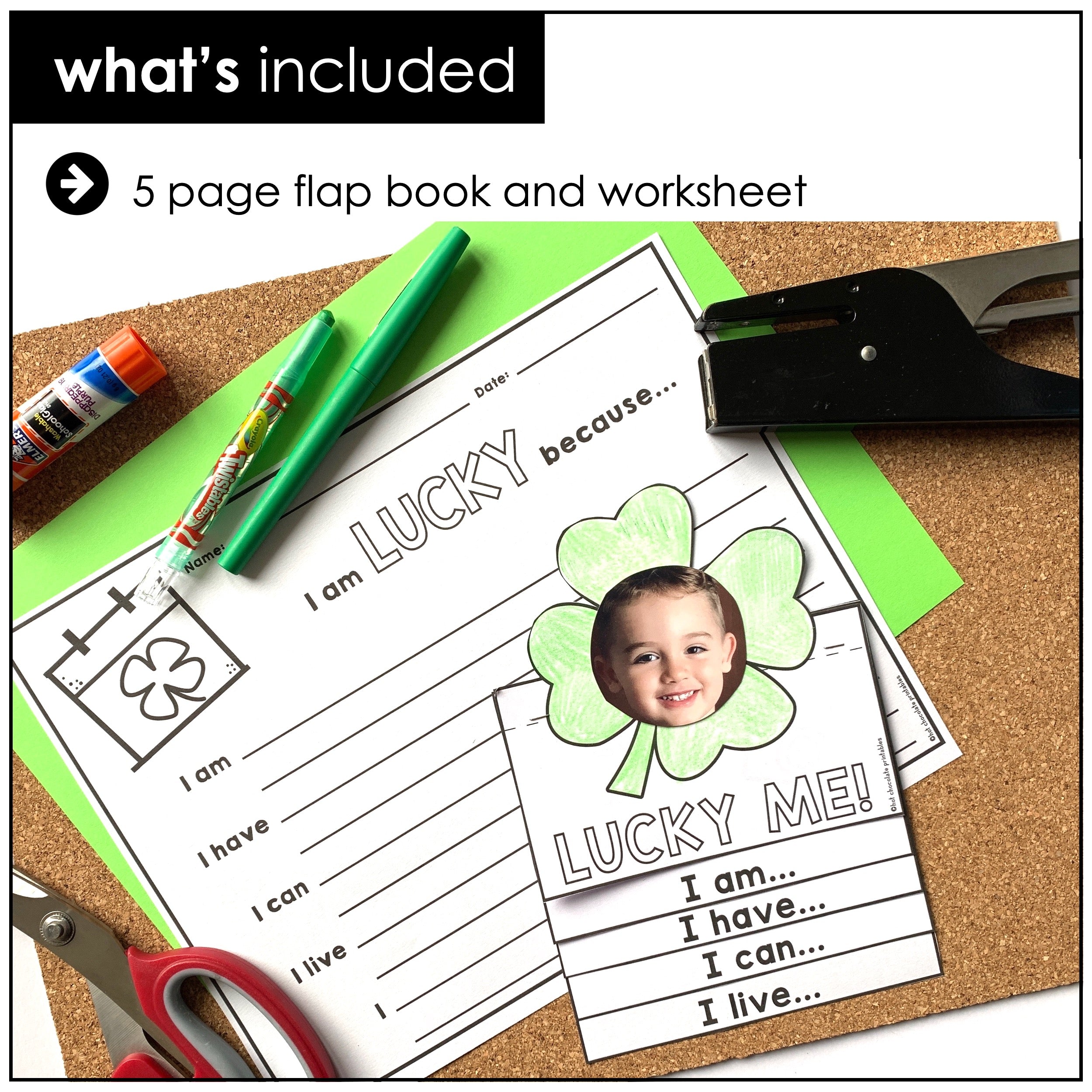 ESL St. Patrick's Day Flap Book - Writing Craft  - Simple sentences about me