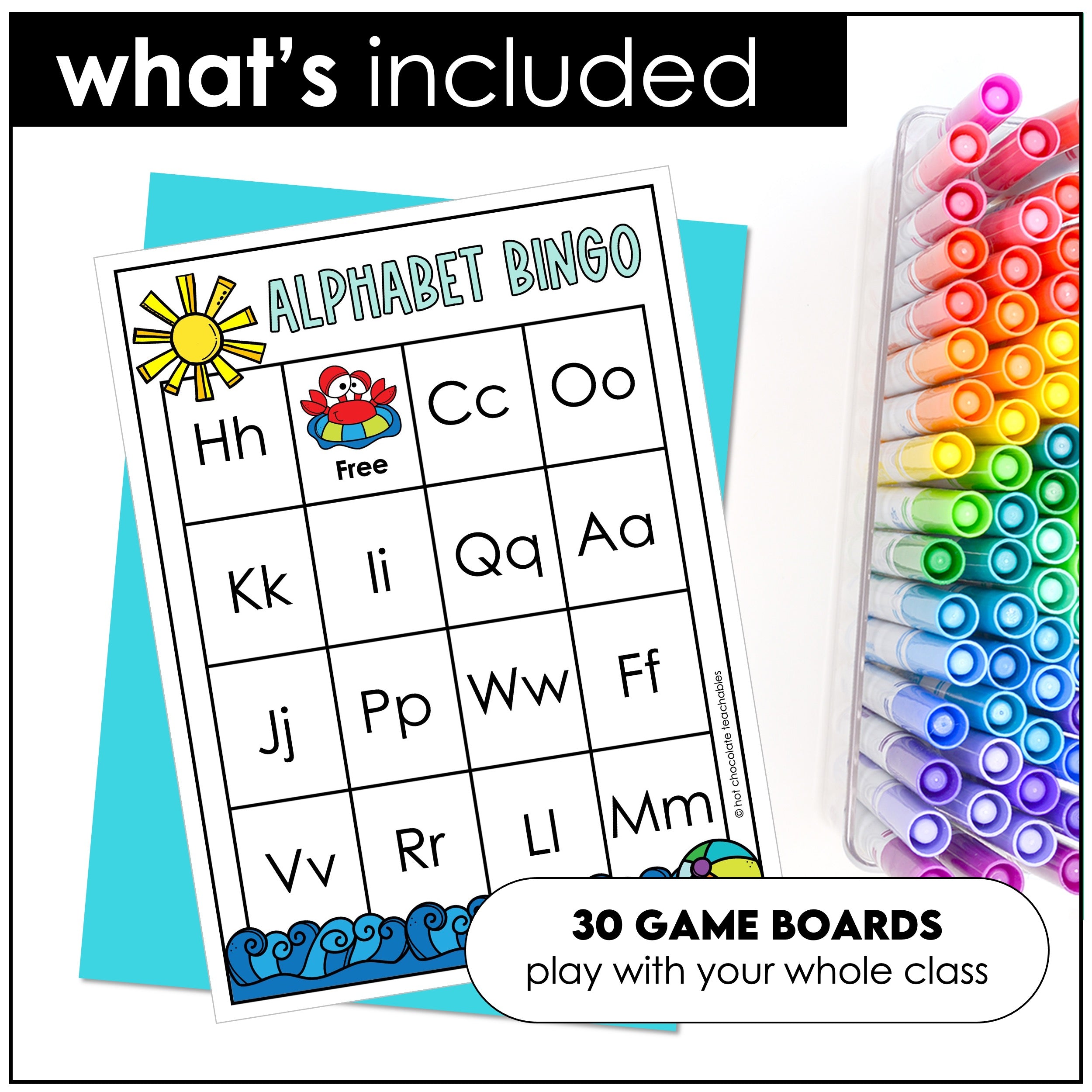 Summer Alphabet Bingo Game Cards - Uppercase & Lowercase Letters
