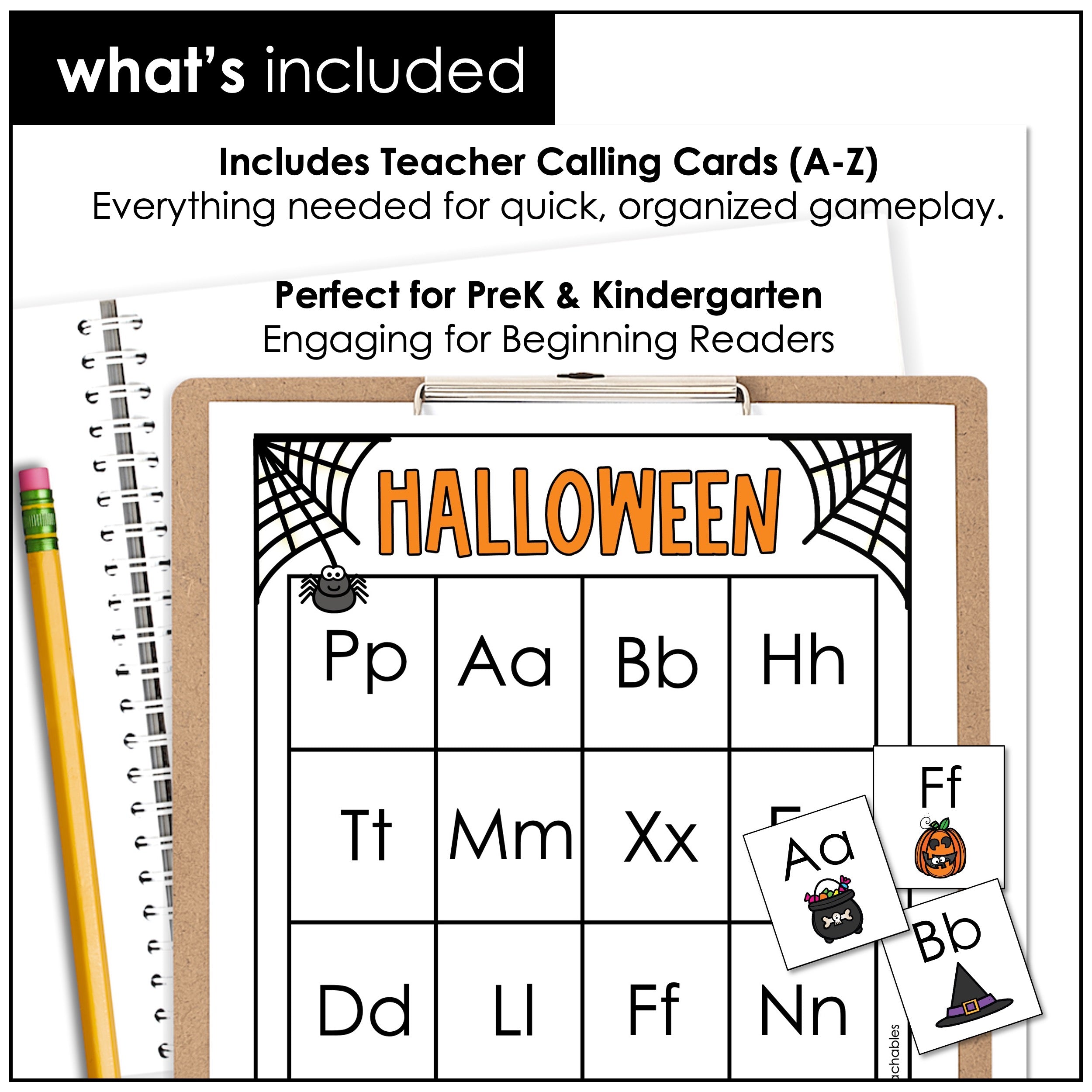 Halloween Alphabet Bingo Game – Uppercase & Lowercase Letters A–Z