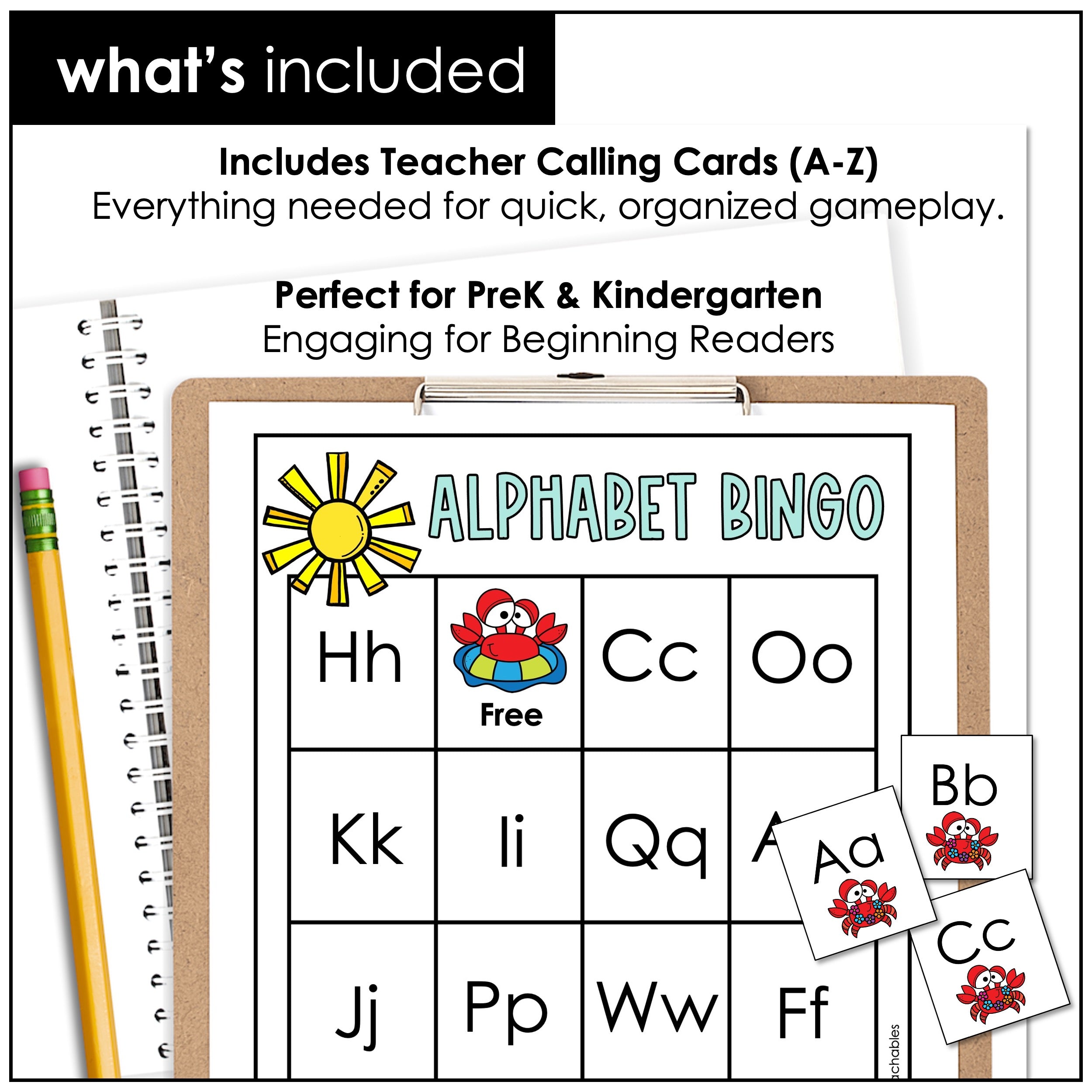 Summer Alphabet Bingo Game Cards - Uppercase & Lowercase Letters