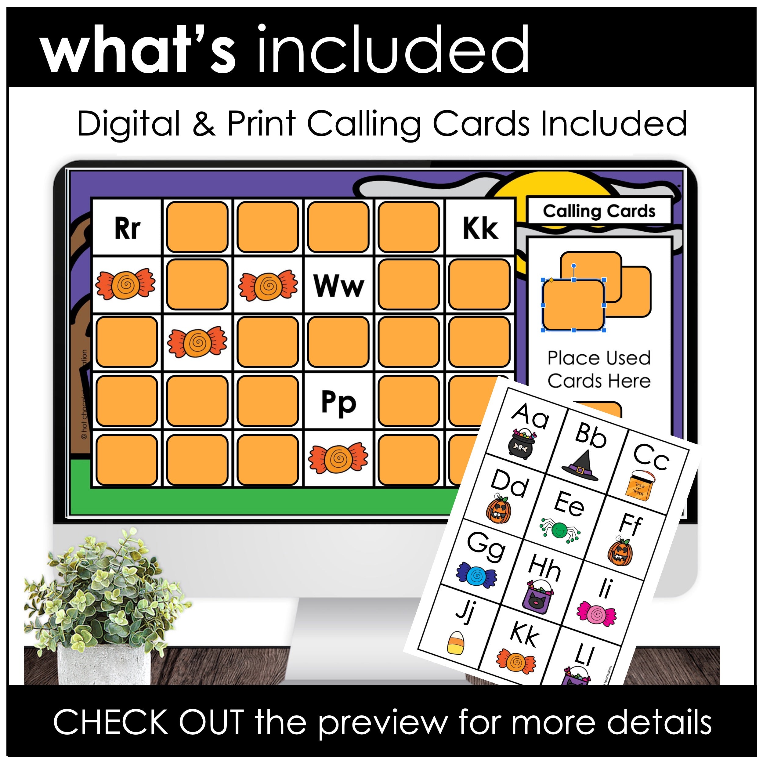 Alphabet Letters Bingo Bundle : Digital & Print - Halloween Theme Game Boards