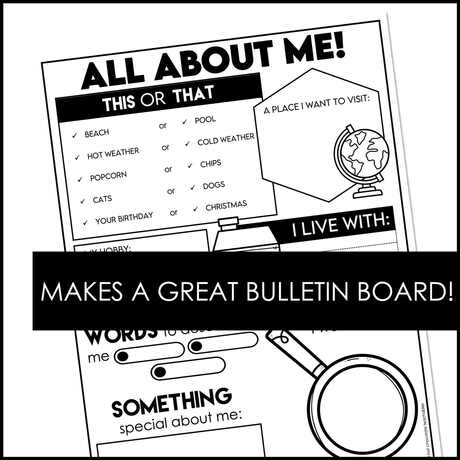 ABOUT ME - Back to School Show and Tell Student Worksheets