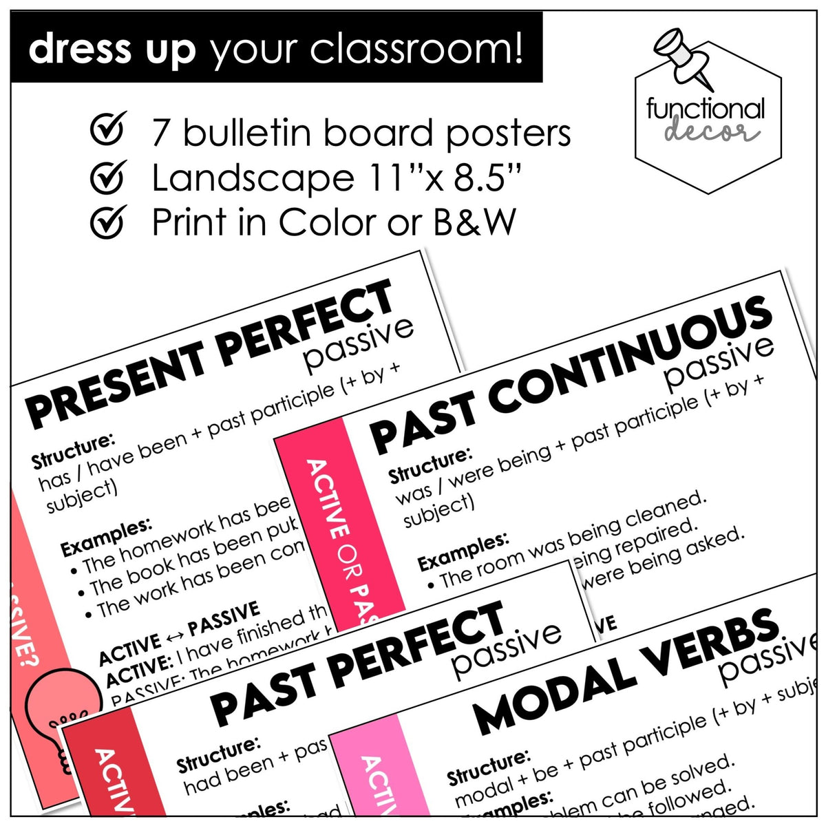 Active & Passive Voice Posters | ESL Gramma