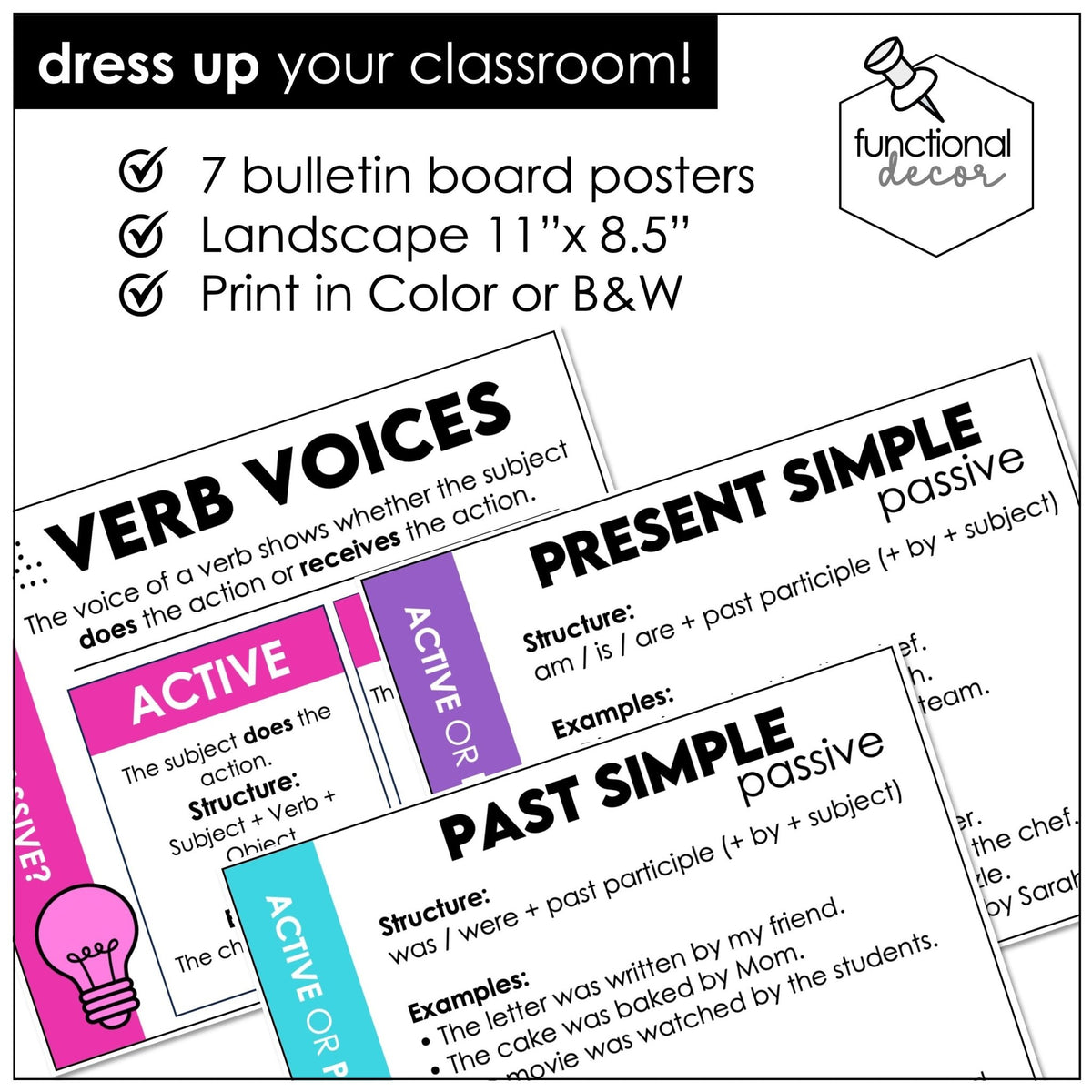 Active & Passive Voice Posters | ESL Gramma