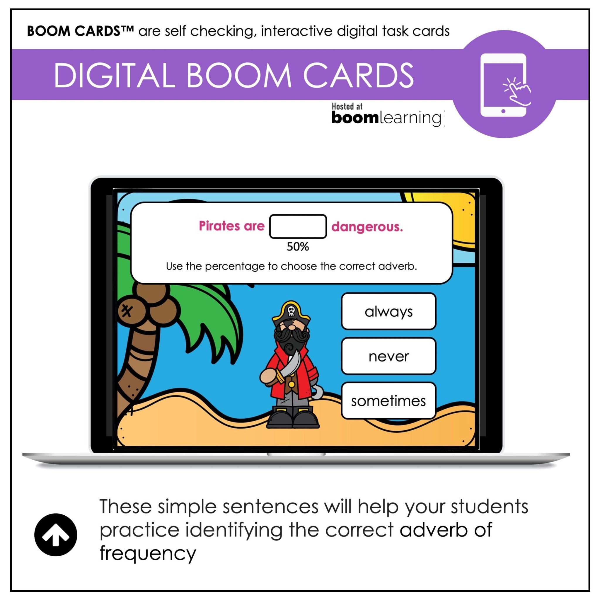 Adverbs of Frequency | Present Simple Sentences Digital Task Cards - Hot Chocolate Teachables