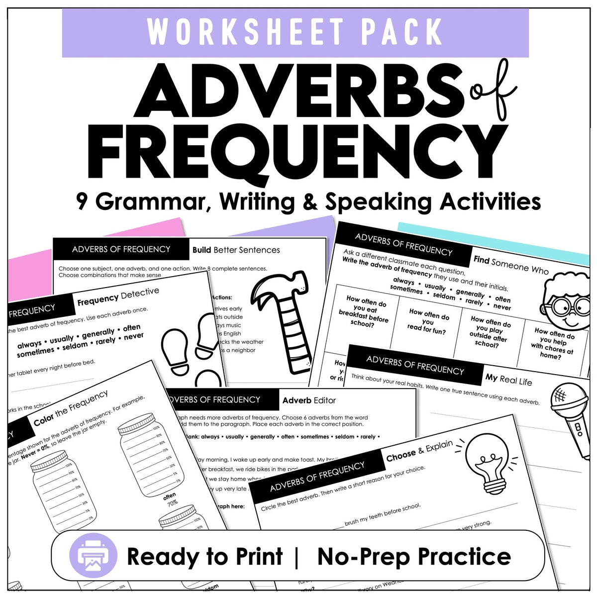 Adverbs of Frequency Worksheets – ESL “How Often?” Practice - Hot Chocolate Teachables