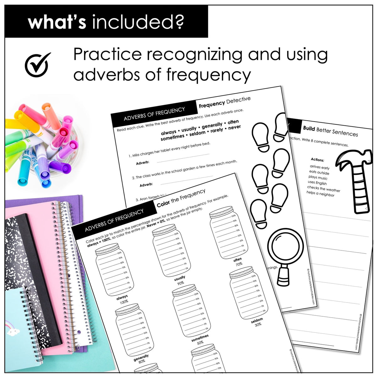 Adverbs of Frequency Worksheets – ESL “How Often?” Practice - Hot Chocolate Teachables
