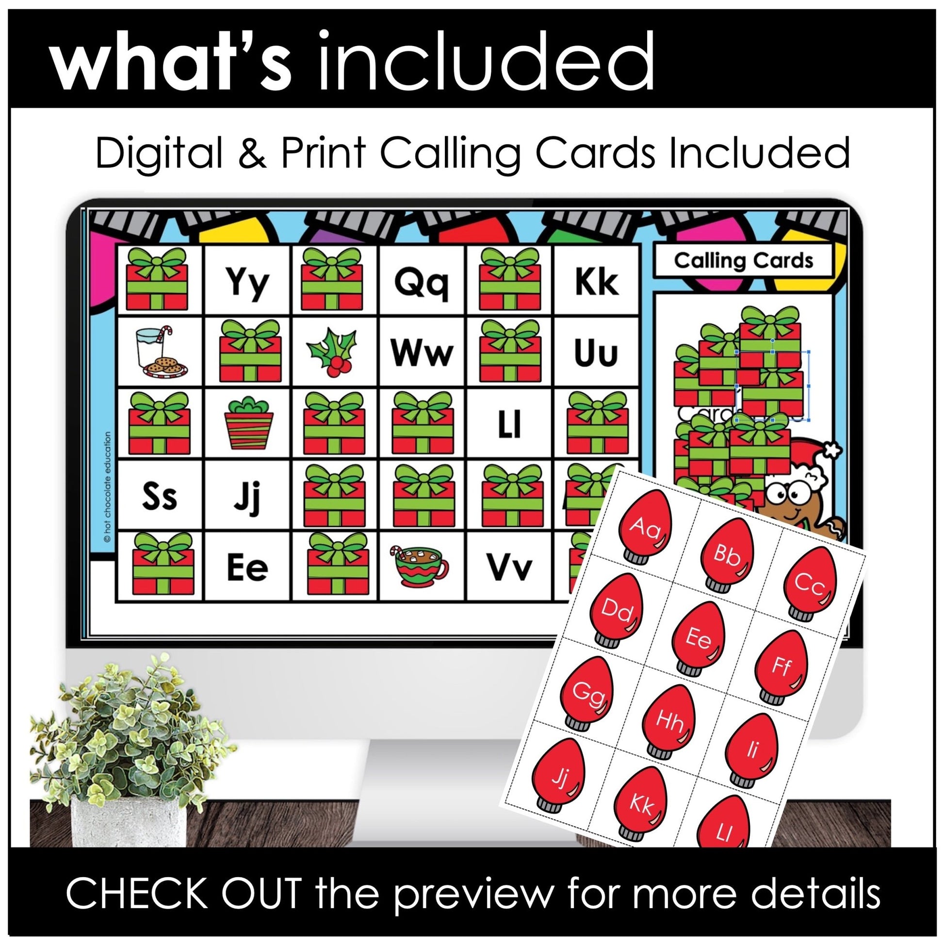 Alphabet Bingo Bundle : Digital & Print - Christmas Theme Game Boards - Hot Chocolate Teachables
