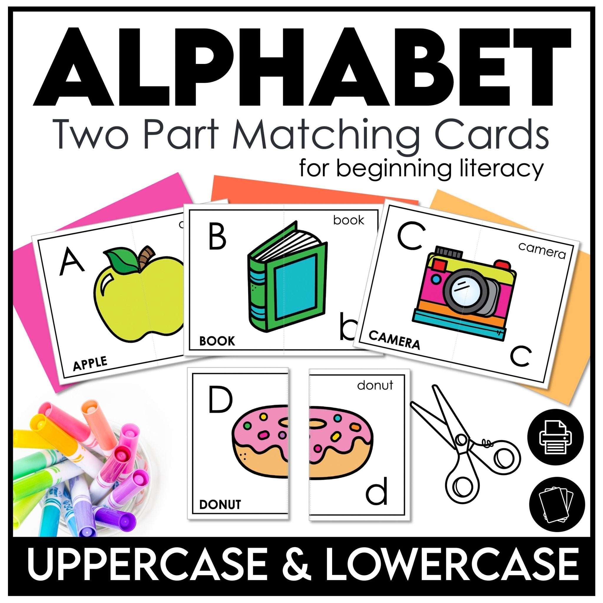 Alphabet Letter Recognition Matching Cards – Uppercase & Lowercase Letters - Hot Chocolate Teachables
