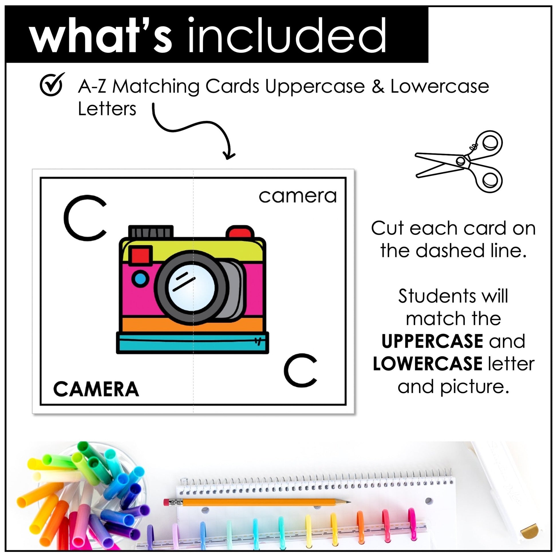 Alphabet Letter Recognition Matching Cards – Uppercase & Lowercase Letters - Hot Chocolate Teachables