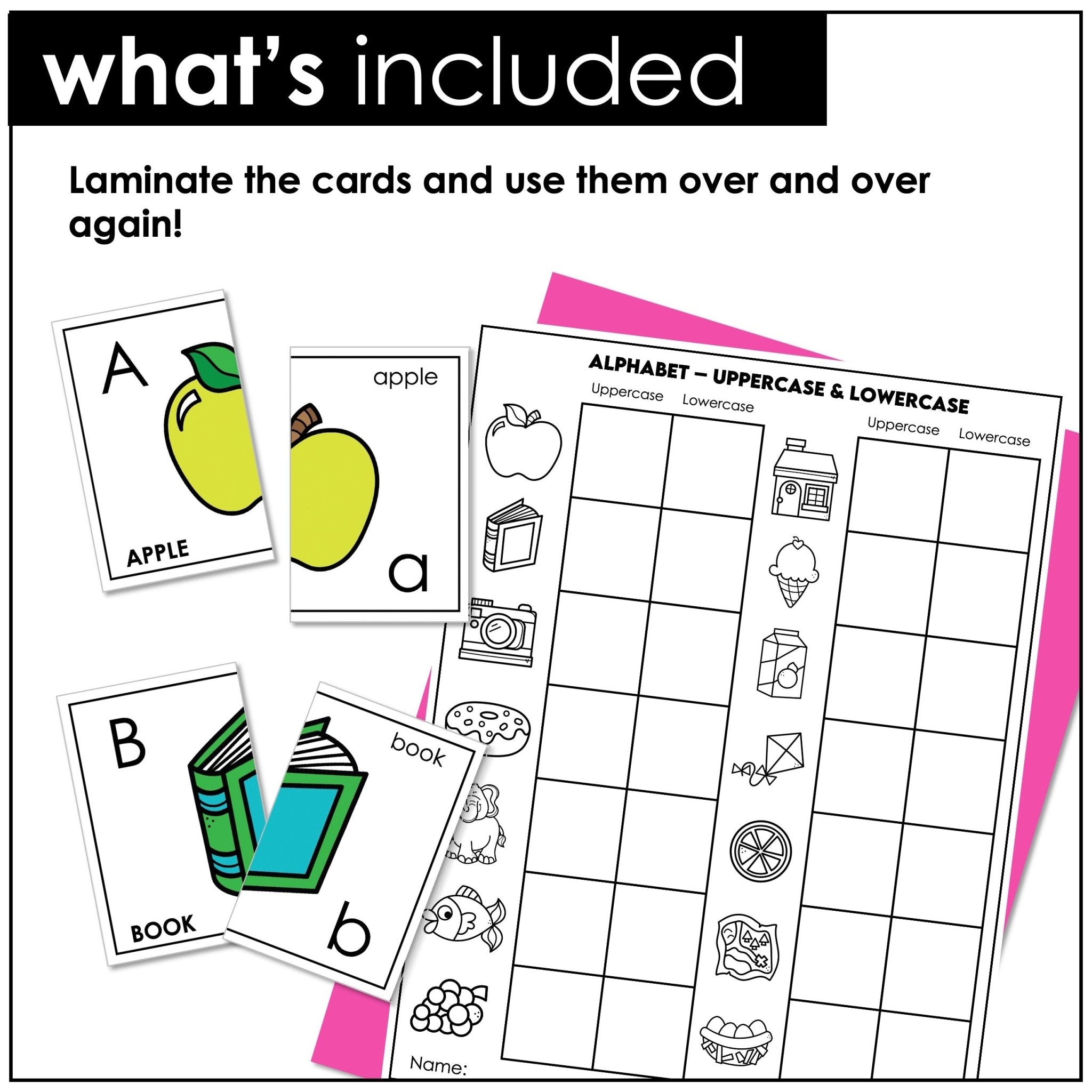 Alphabet Letter Recognition Matching Cards – Uppercase & Lowercase Letters - Hot Chocolate Teachables
