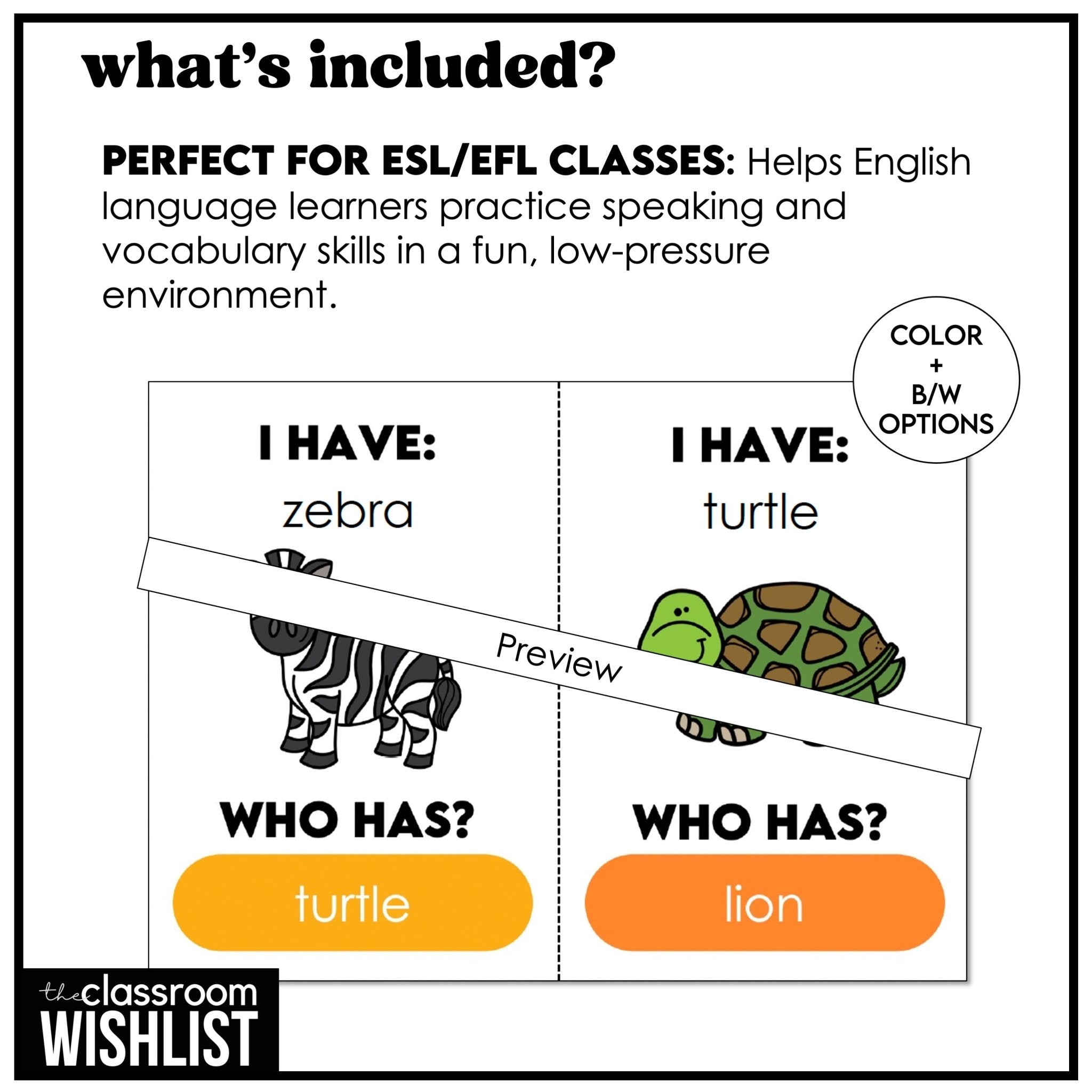 Animal "I Have, Who Has?" Card Game | Zoo, Marine, Farm Animals & Pets - Hot Chocolate Teachables