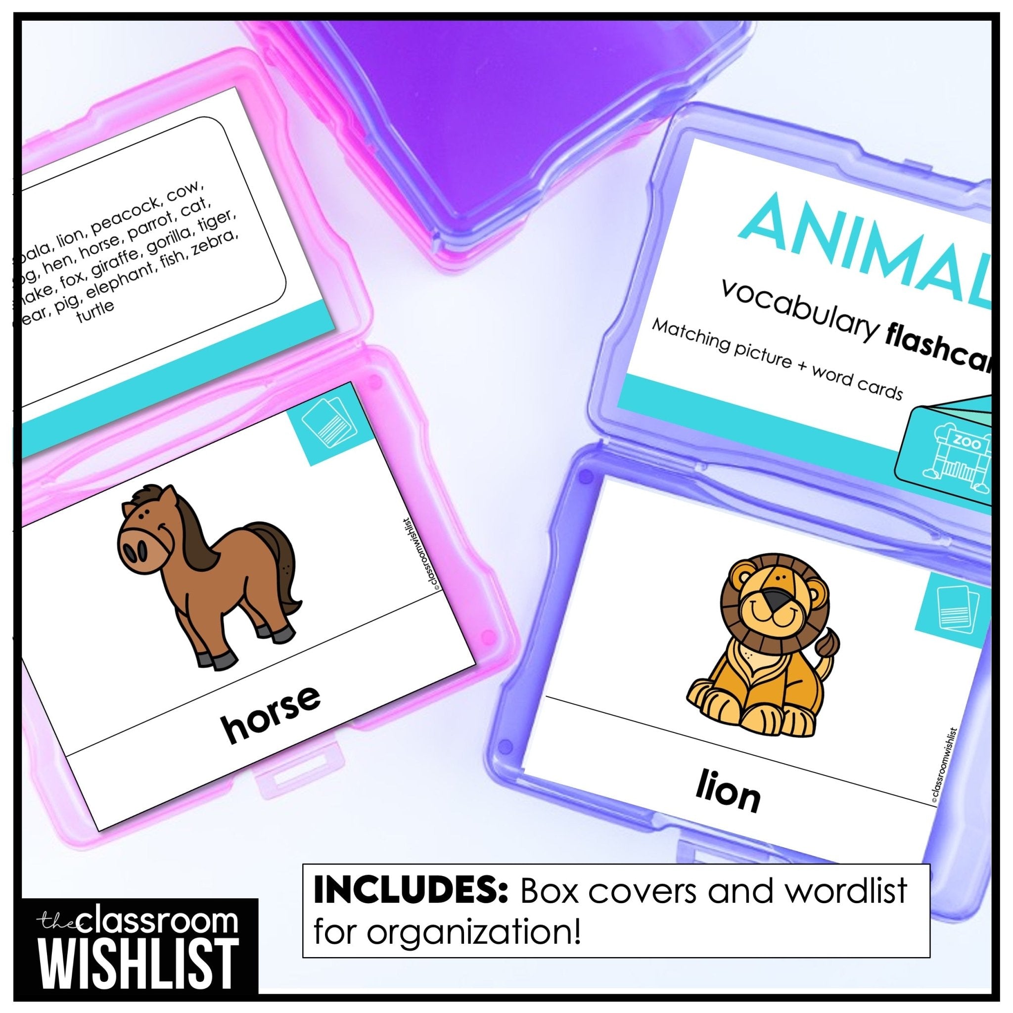 Animals Flashcard Bundle | Zoo, Farm & Pets | Flash Cards & Picture Dictionary - Hot Chocolate Teachables