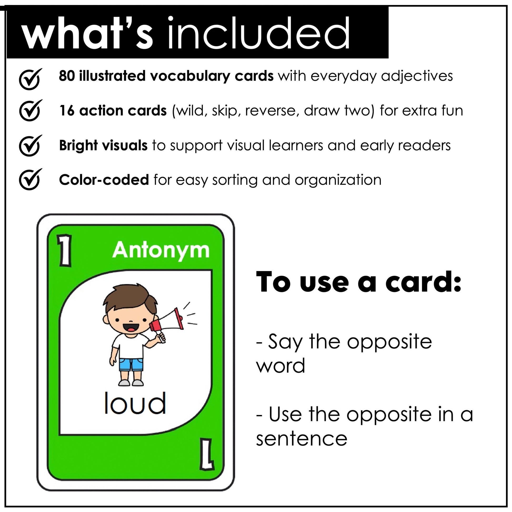 Antonyms | Opposites : Vocabulary Building Card Game - Hot Chocolate Teachables
