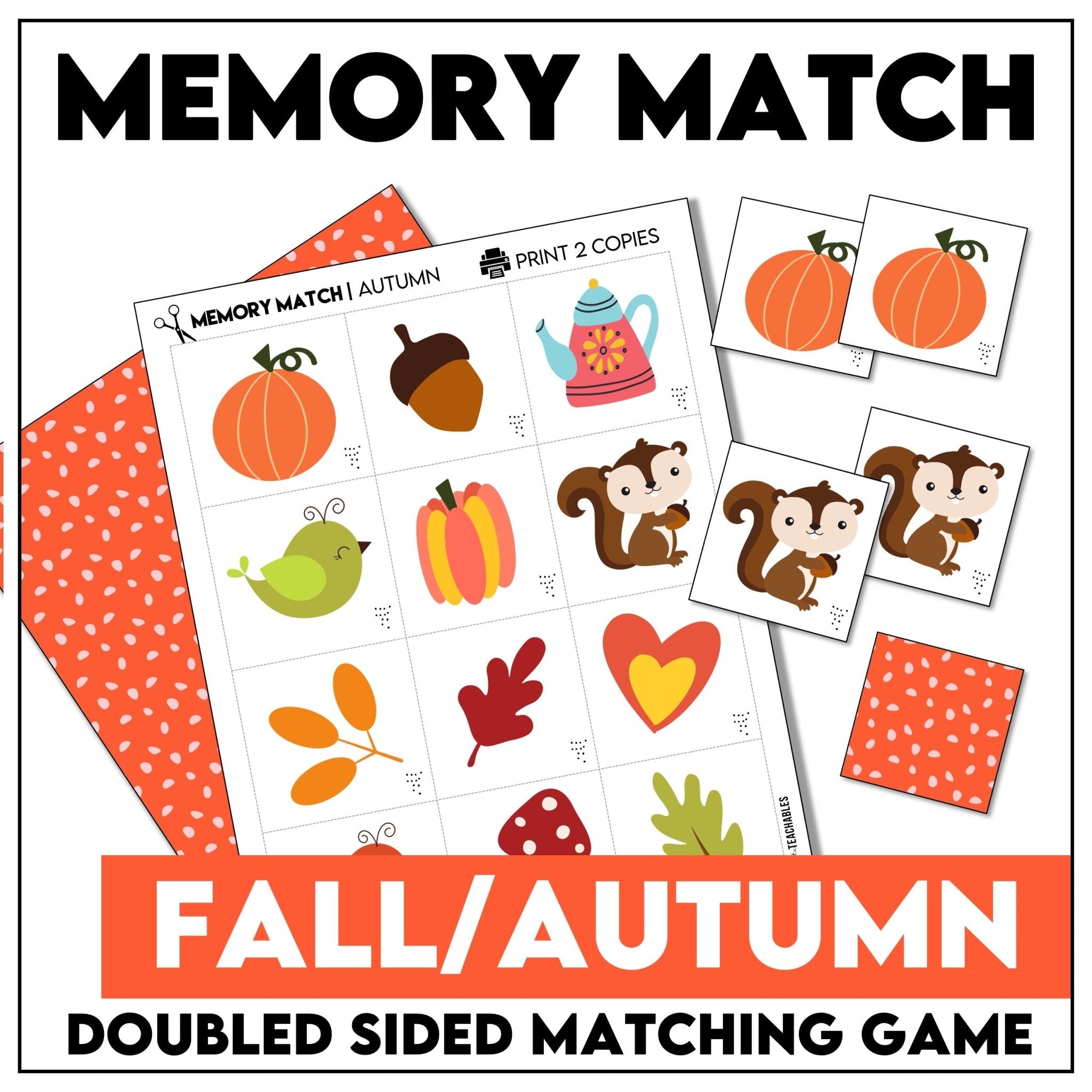 Autumn Memory Match Game | Fall Vocabulary