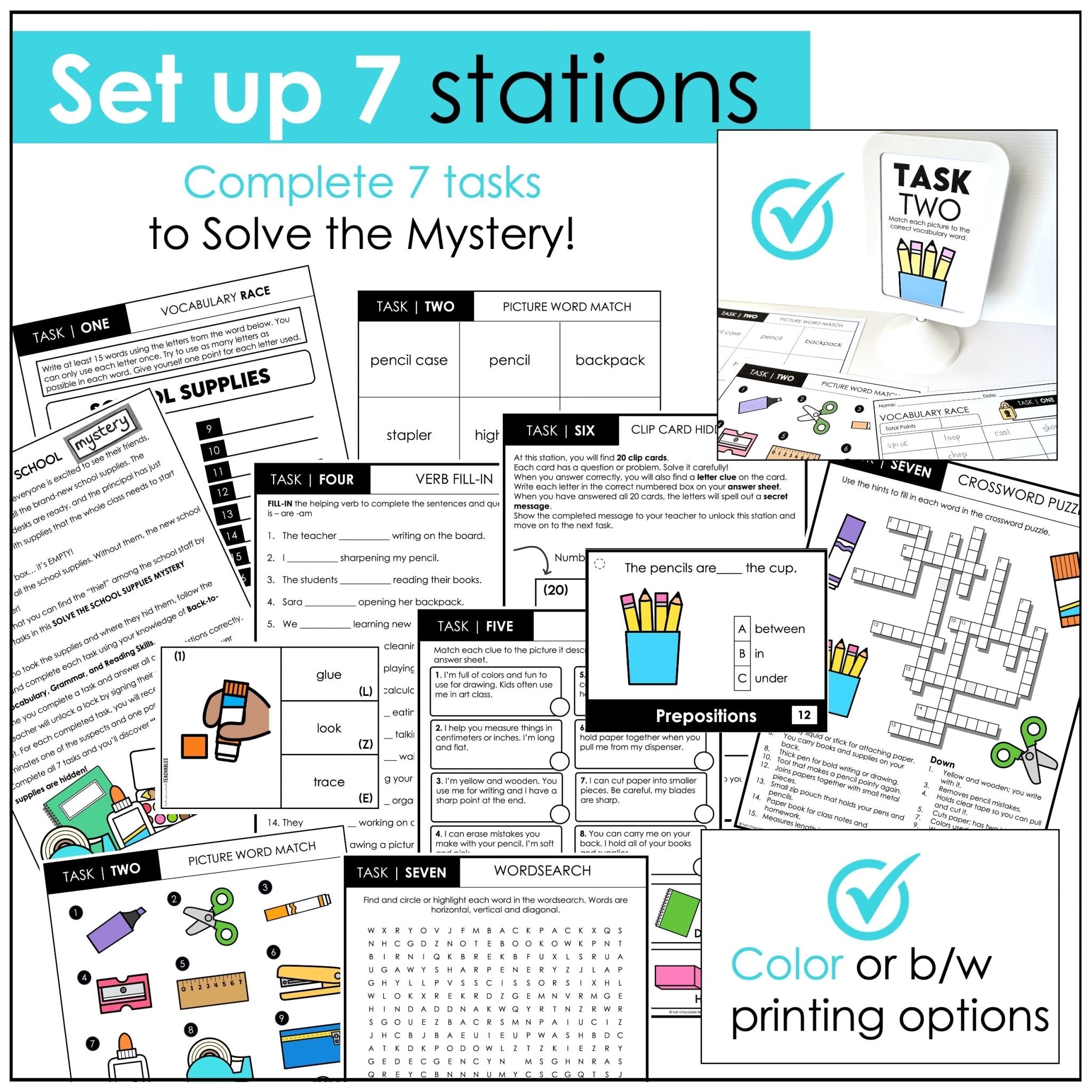 Back to School Vocabulary Escape Room – ESL/ELL Classroom Mystery Game - Hot Chocolate Teachables