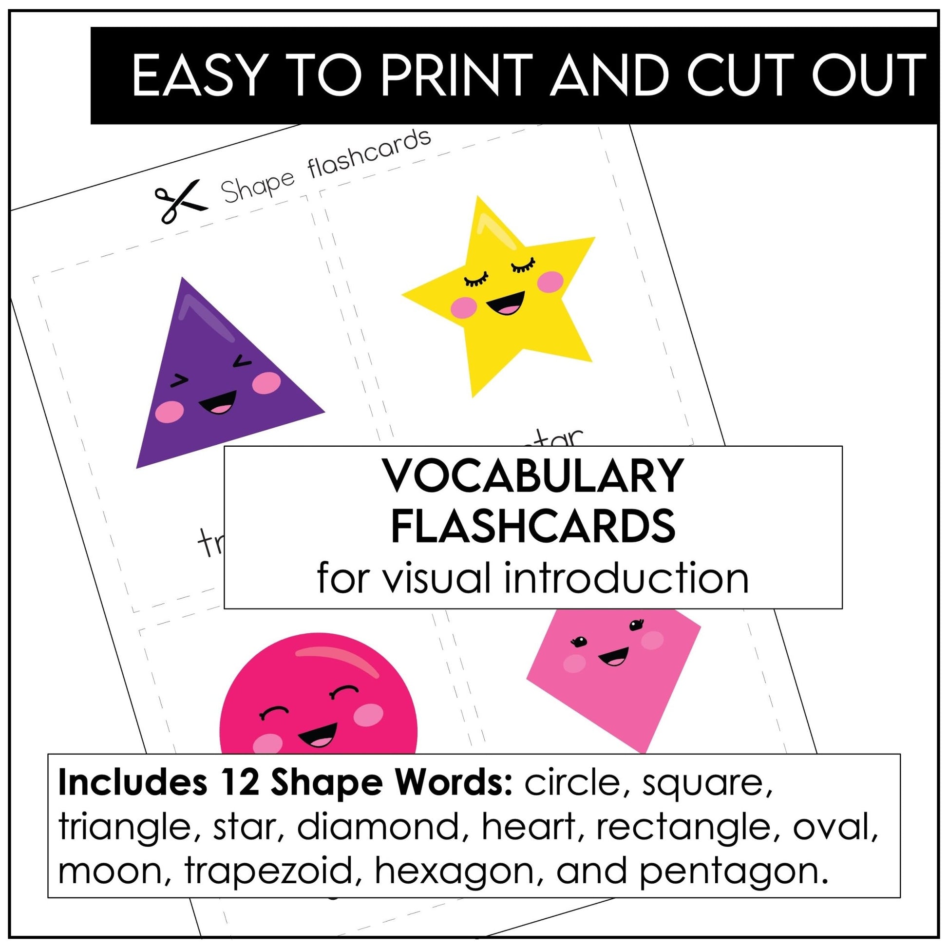 Basic Shapes Card Basic Shapes Flashcards, Memory Match and Clip Cards