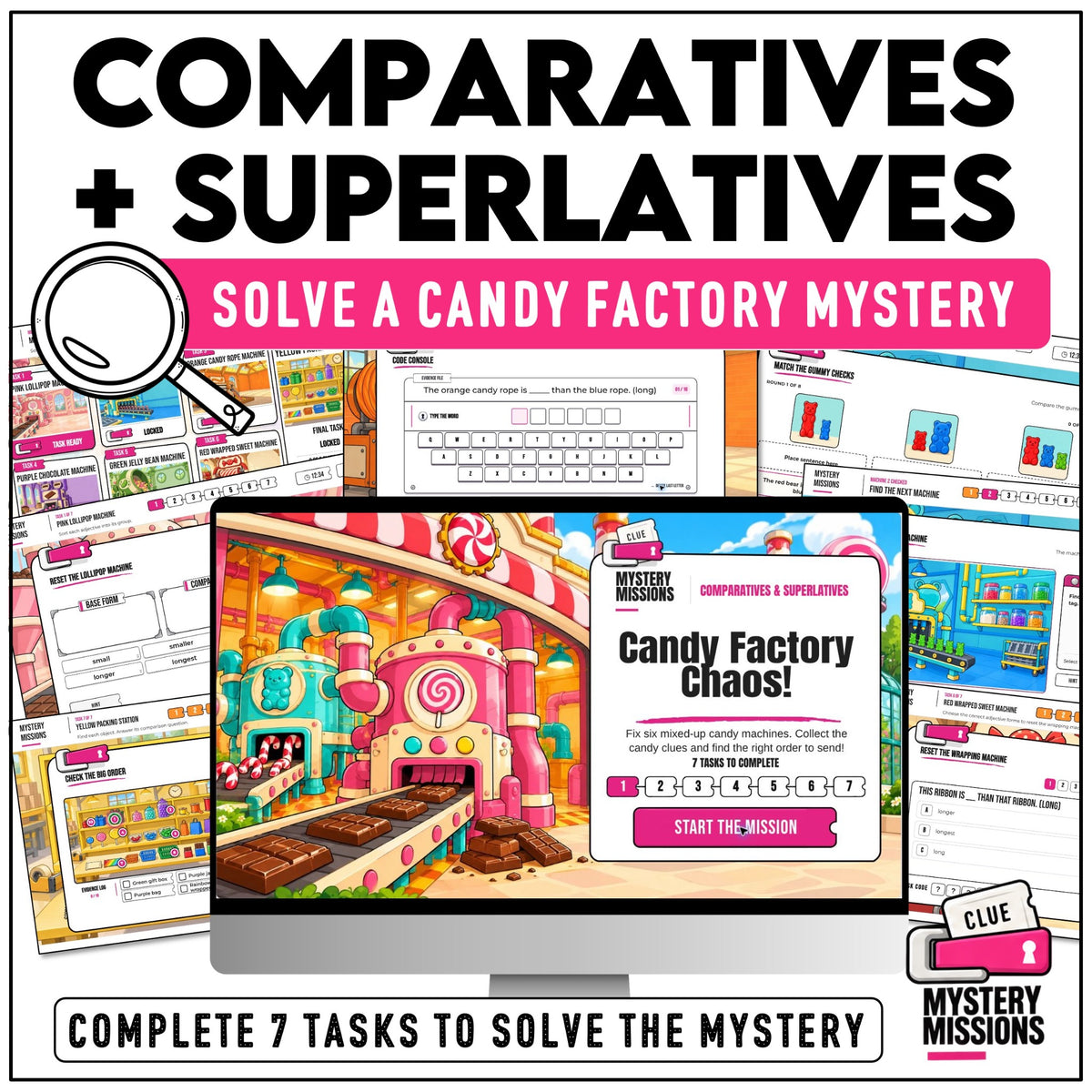 Comparatives and Superlatives – Solve a Candy Factory Mystery