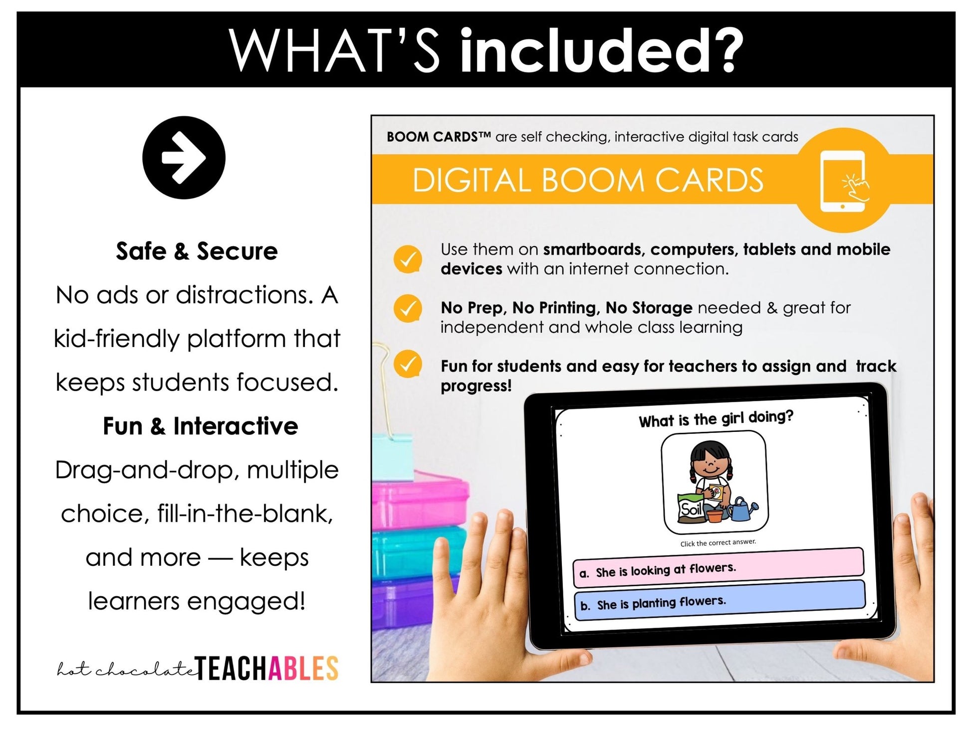Choose the VERB: Present Continuous Boom Cards - Hot Chocolate Teachables