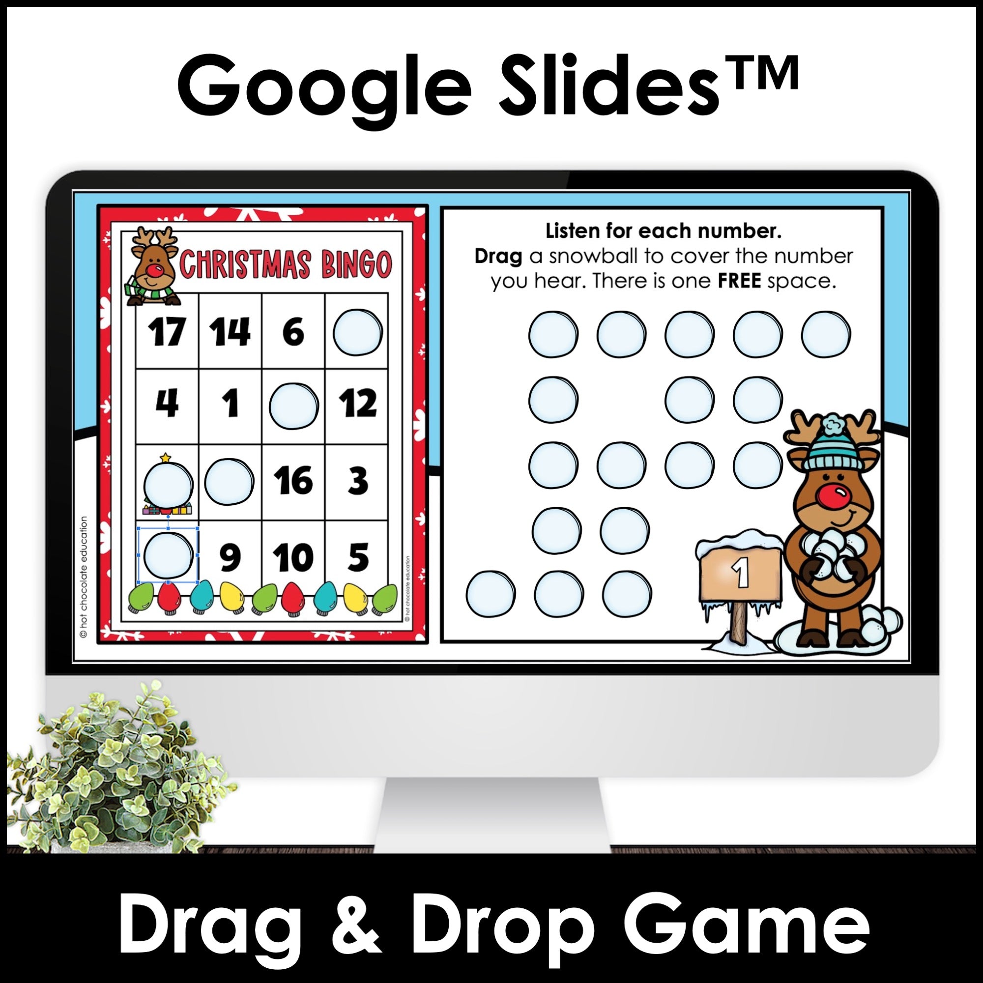 Christmas Number Recognition from 1-20 Bingo Game | Digital Google Slides™ - Hot Chocolate Teachables