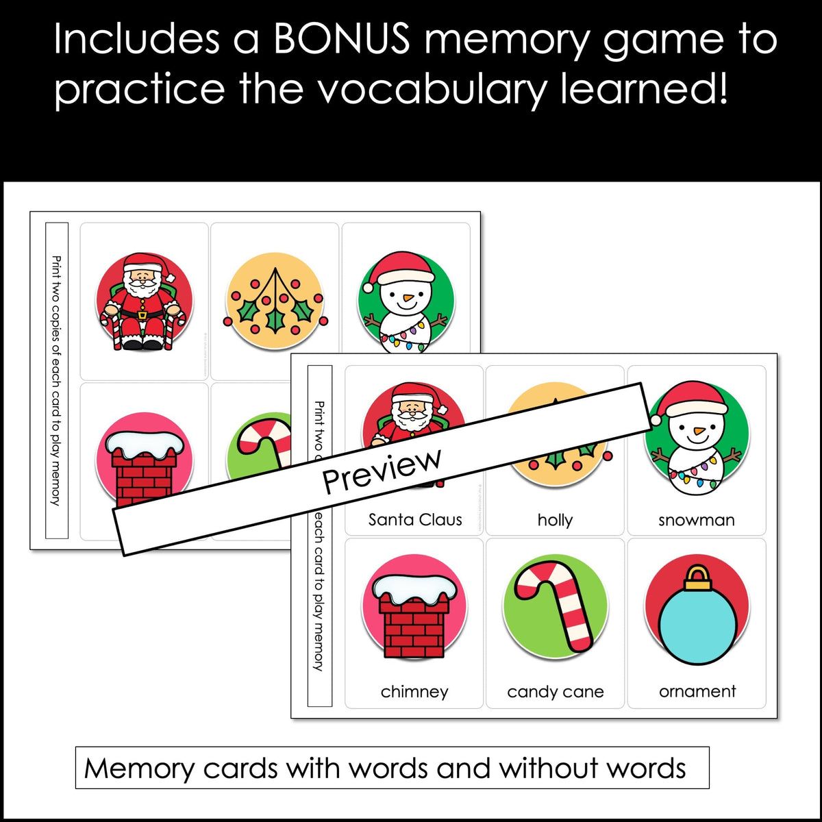Christmas Vocabulary Picture Dictionary & Memory Game – Elf Secret Code Activity - Hot Chocolate Teachables