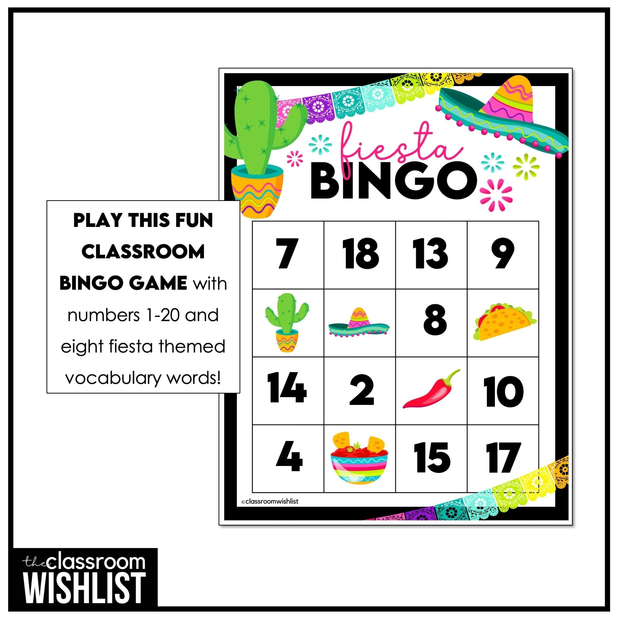 Cinco de Mayo Bingo Game | Fiesta Party Activity with 30 Unique Bingo Cards - Hot Chocolate Teachables