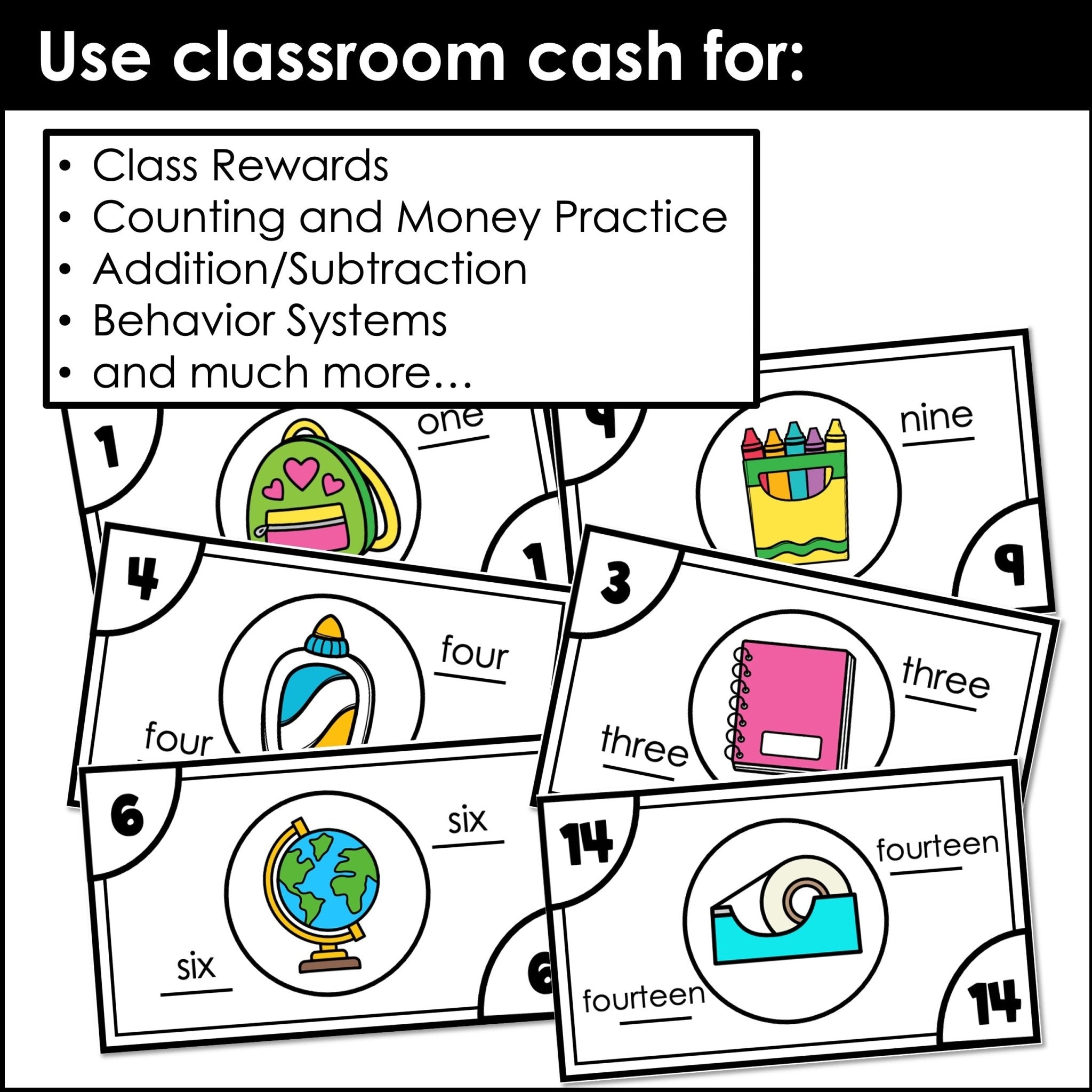 Classroom Cash Printable – Class Money Reward System & Counting Practice 1–20 - Hot Chocolate Teachables