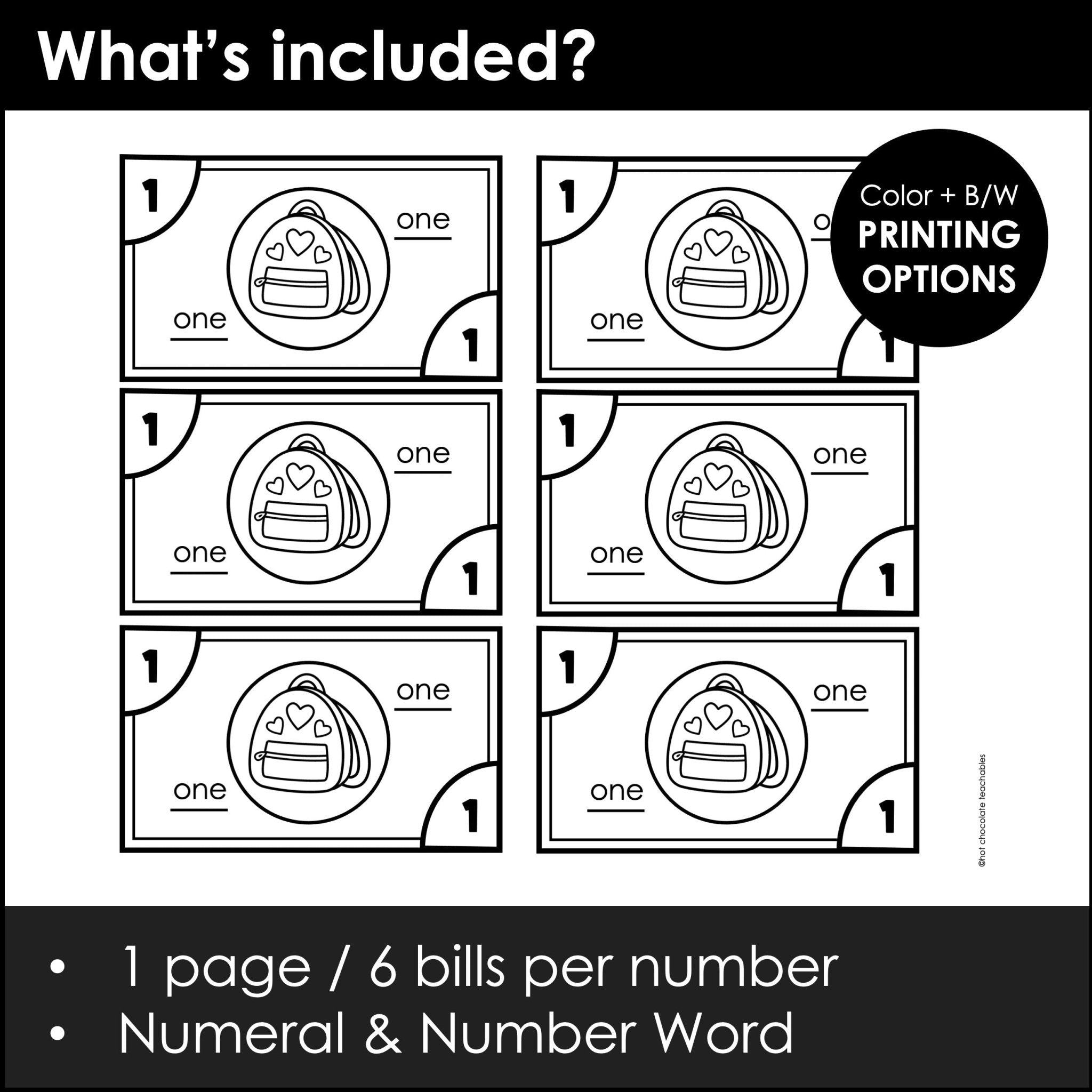 Classroom Cash Printable – Class Money Reward System & Counting Practice 1–20 - Hot Chocolate Teachables