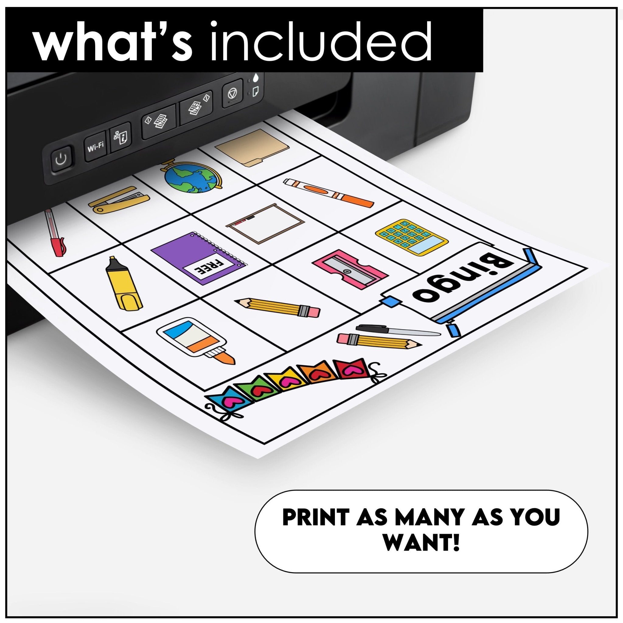 Classroom & School Supplies Bingo Game - Vocabulary Building