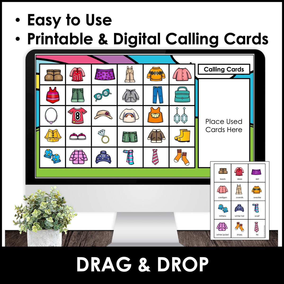 Clothing Vocabulary Bingo – Digital Google Slides™ ESL Game - Hot Chocolate Teachables