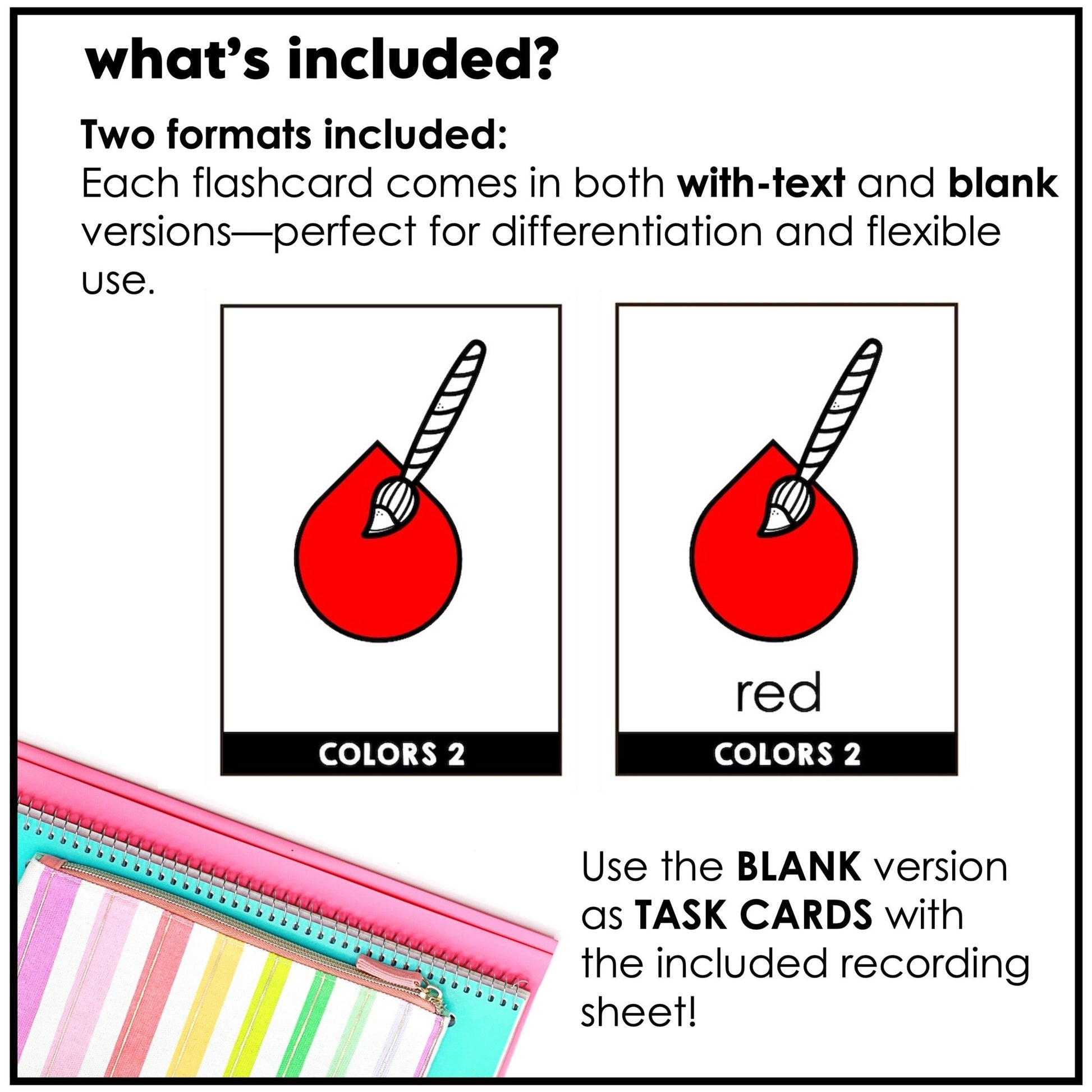 Colors & Shapes Vocabulary Flash cards | ESL Beginner Task Cards - Hot Chocolate Teachables