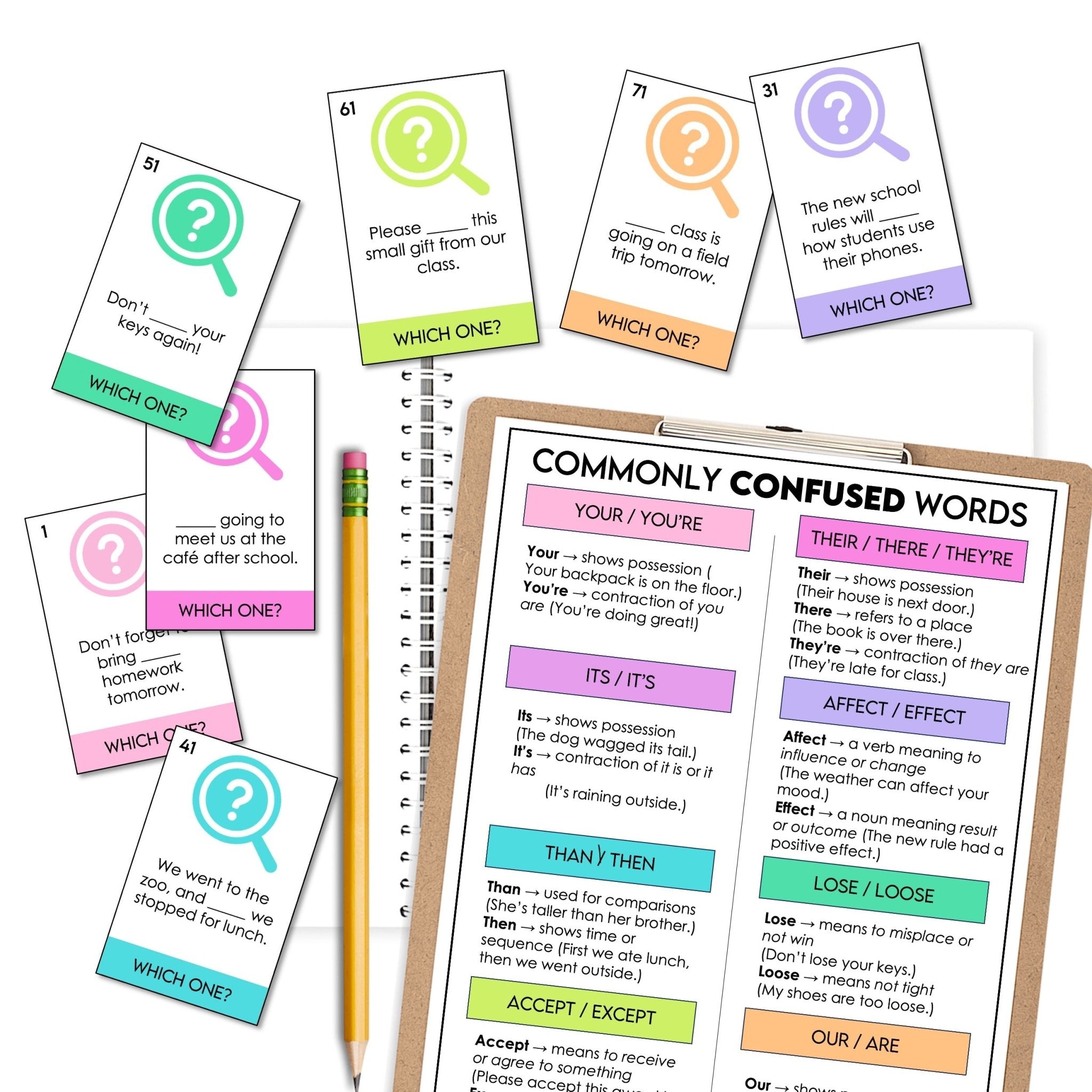 Commonly Confused Words & Homophones Game – ESL Grammar Gap - Fill Activity - Hot Chocolate Teachables
