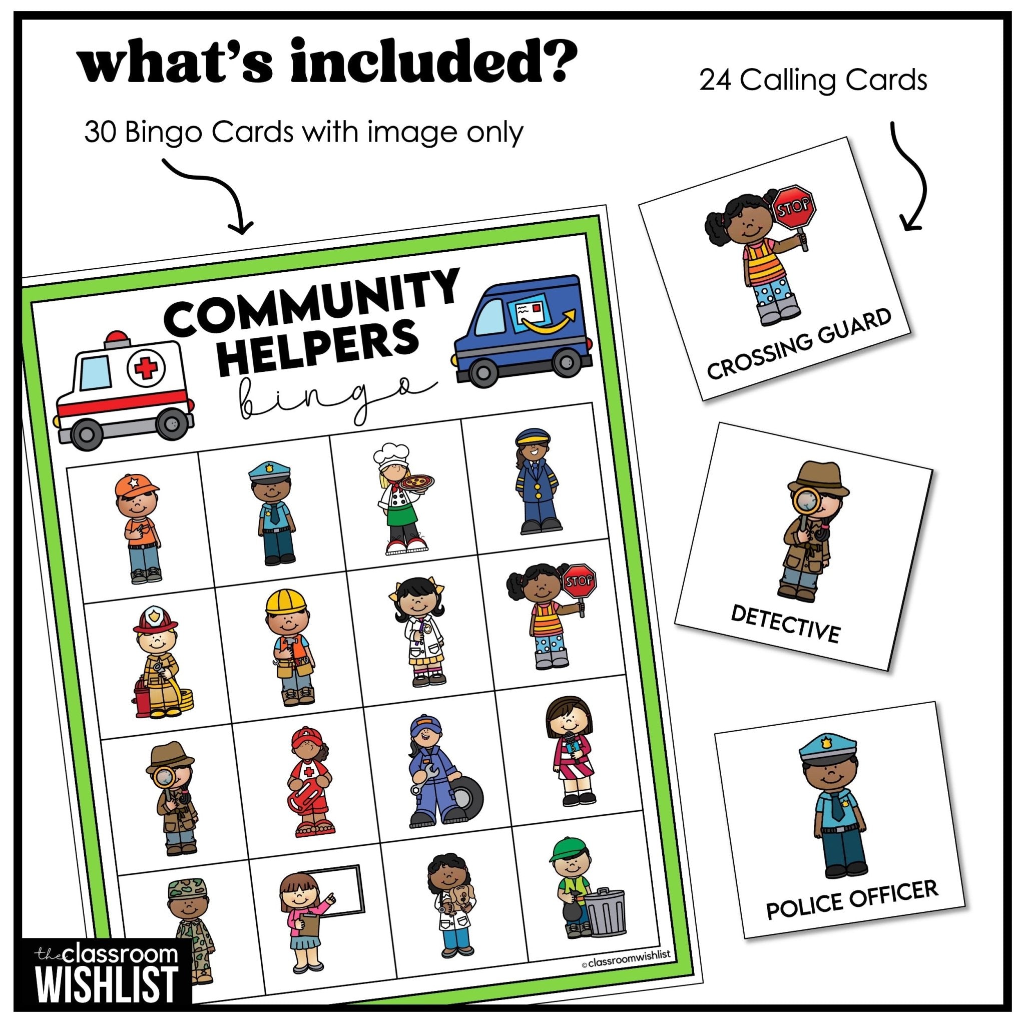 Community Helpers Bingo Game | Jobs, Careers & Occupations Vocabulary Activity - Hot Chocolate Teachables