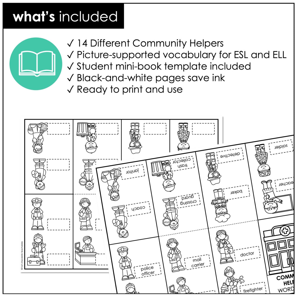 Community Helpers Mini-Book | Jobs & Occupations Dictionary