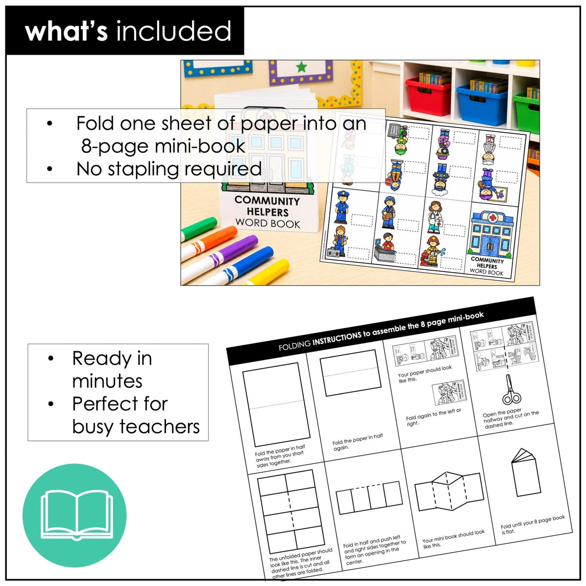 Community Helpers Mini-Book | Jobs & Occupations Dictionary