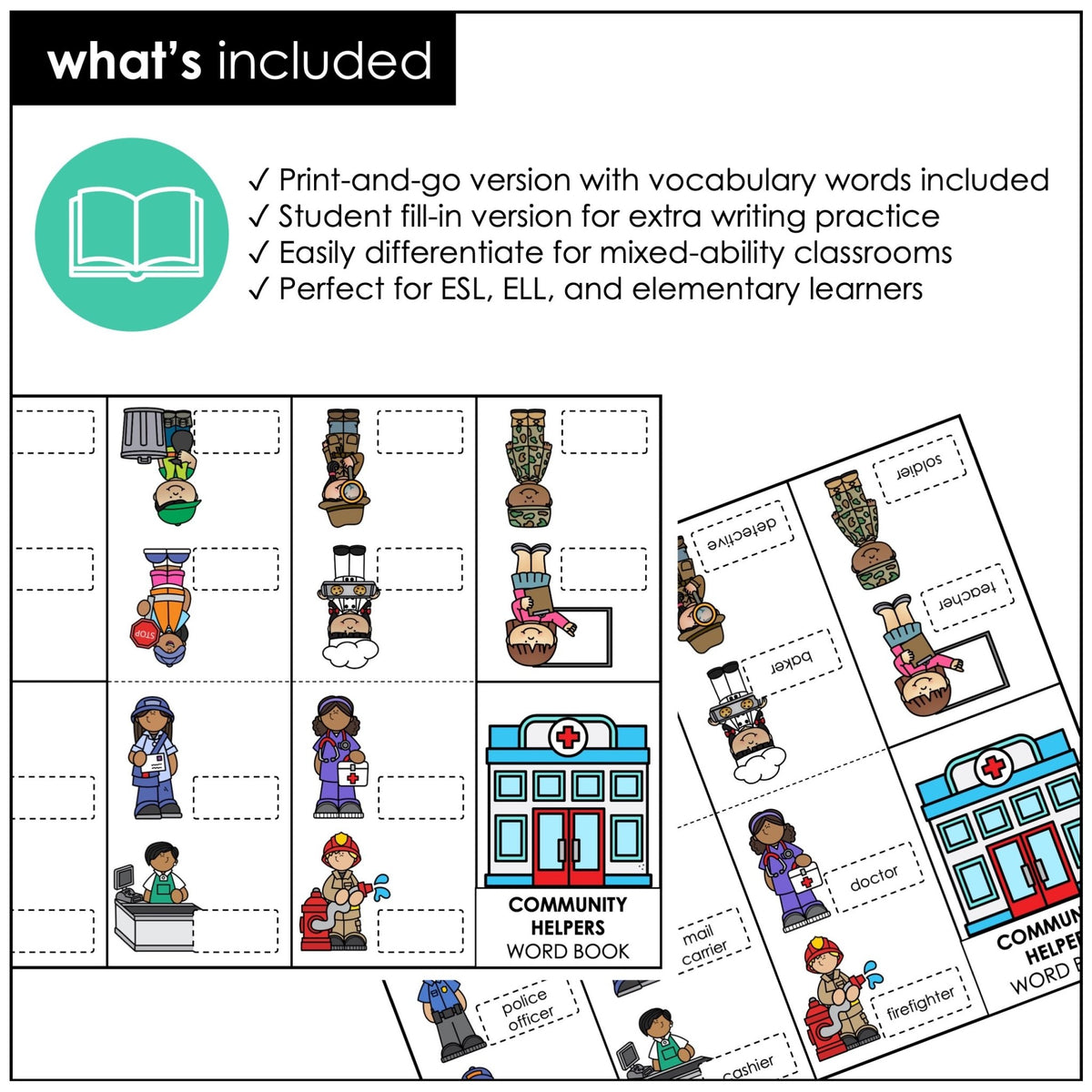 Community Helpers Mini-Book | Jobs & Occupations Dictionary
