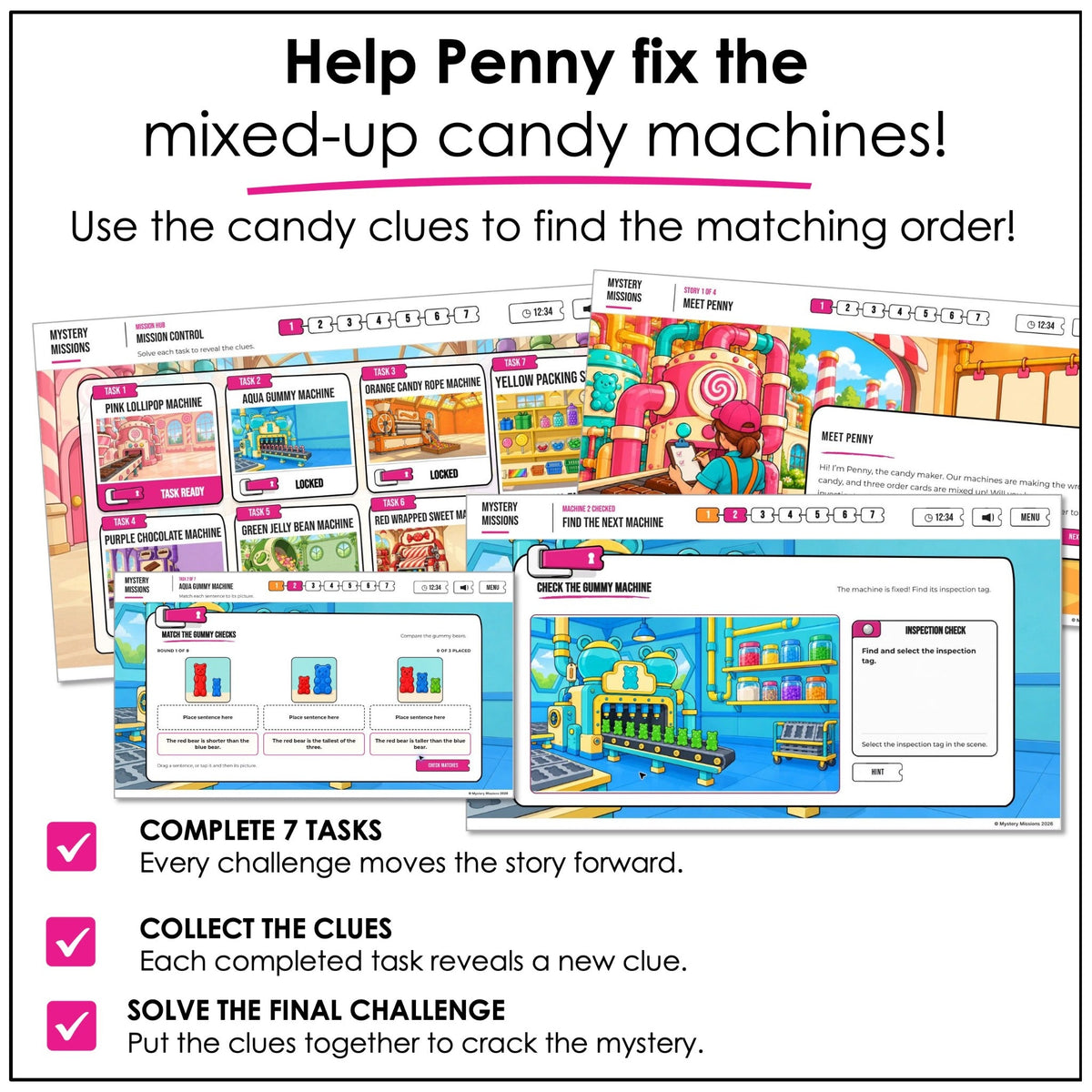 Help Penny fix the mixed-up candy machines