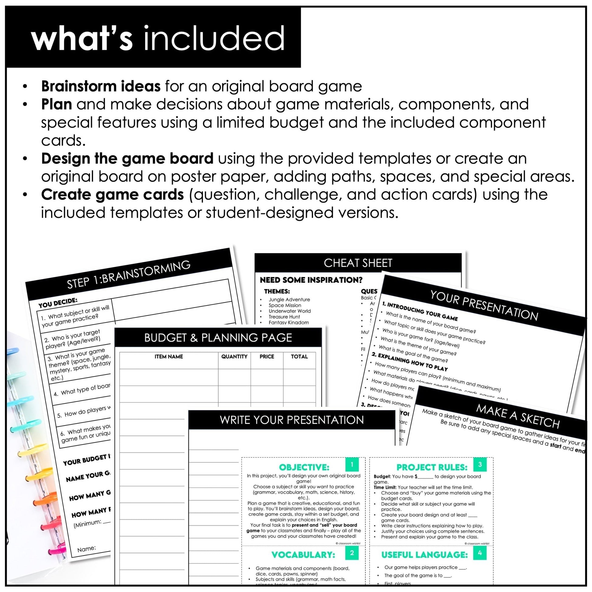 Create Your Own Educational Board Game – ESL Project - Based Learning Kit (PBL) - Hot Chocolate Teachables
