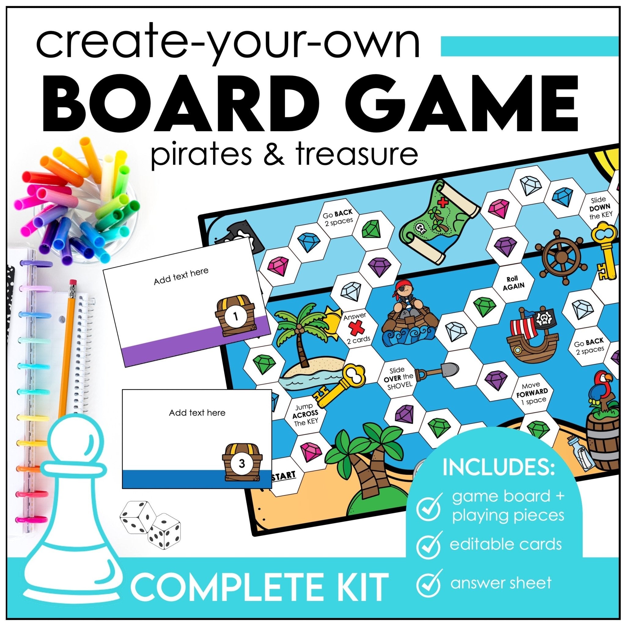 Create Your Own Pirate Board Game for any Subject | Templates & Game Cards - Hot Chocolate Teachables