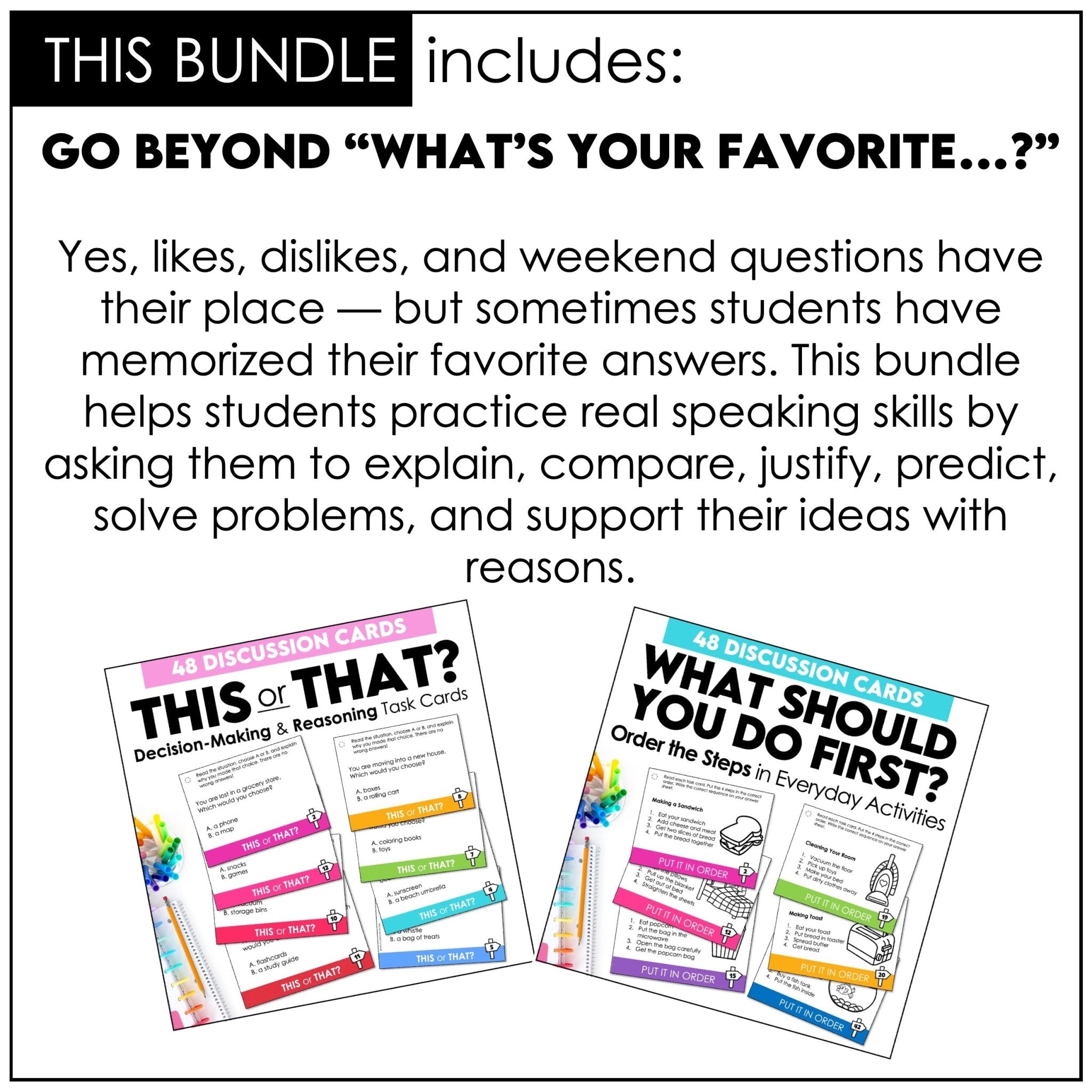 Critical Thinking Speaking Cards Bundle | ESL