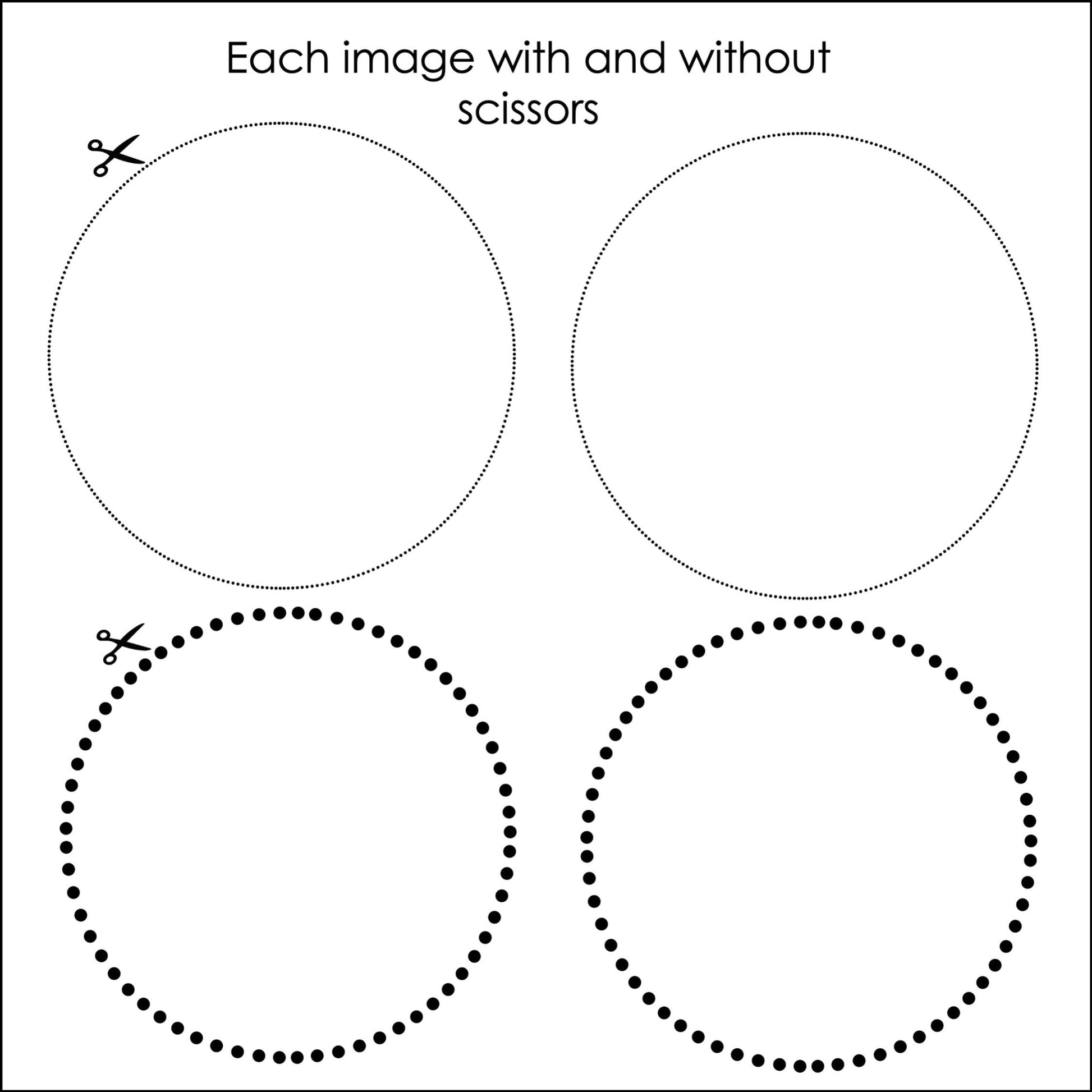 Cutting Lines Circle Templates with Scissors - 16 Dot and Dash Line Styles - Hot Chocolate Teachables