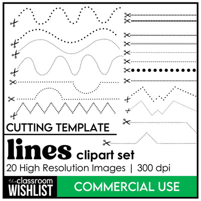 Cutting Lines Template Scissors Straight Curvy Zig Zag Lines Cl